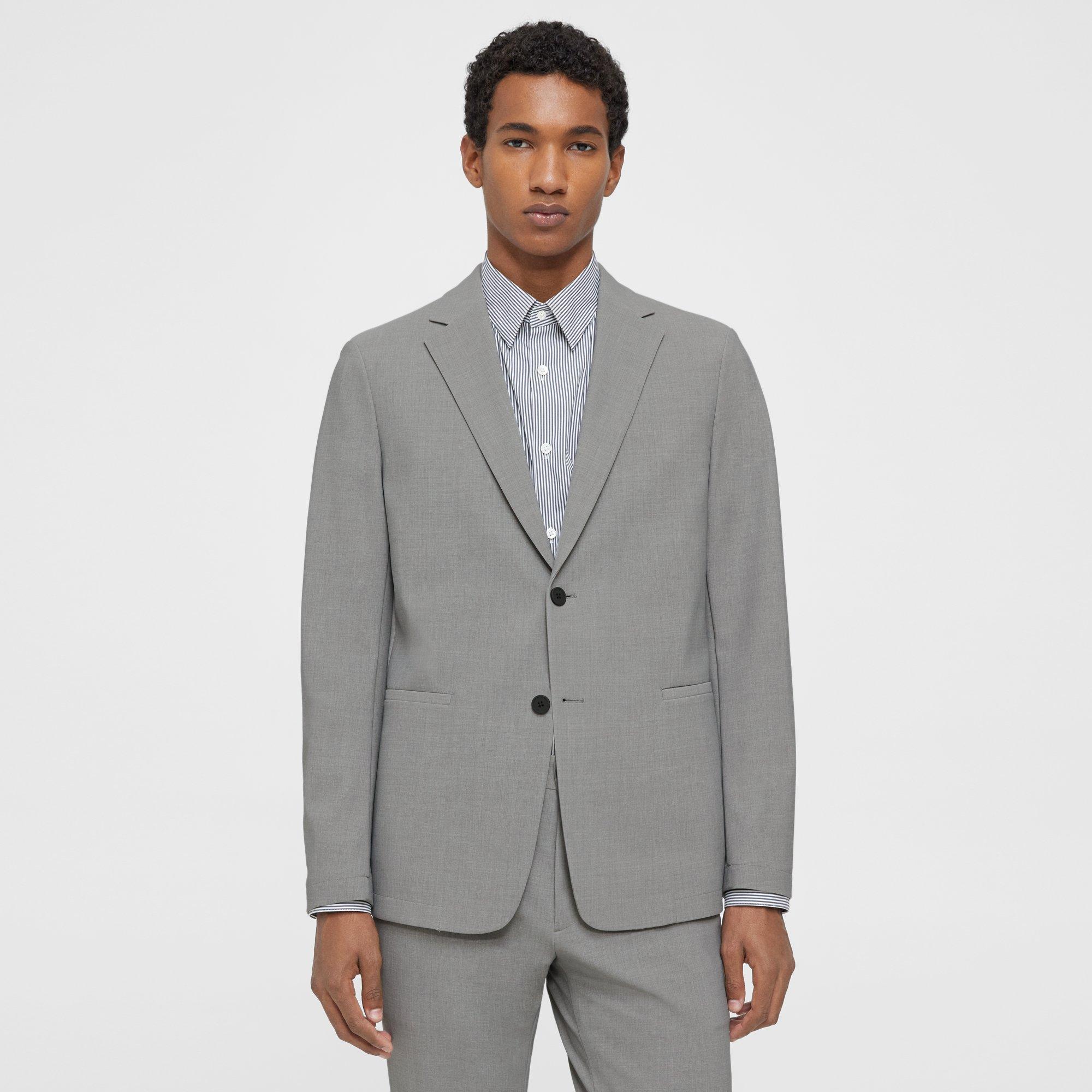 Theory Clinton Blazer In Printed Precision Ponte In Force Grey Multi