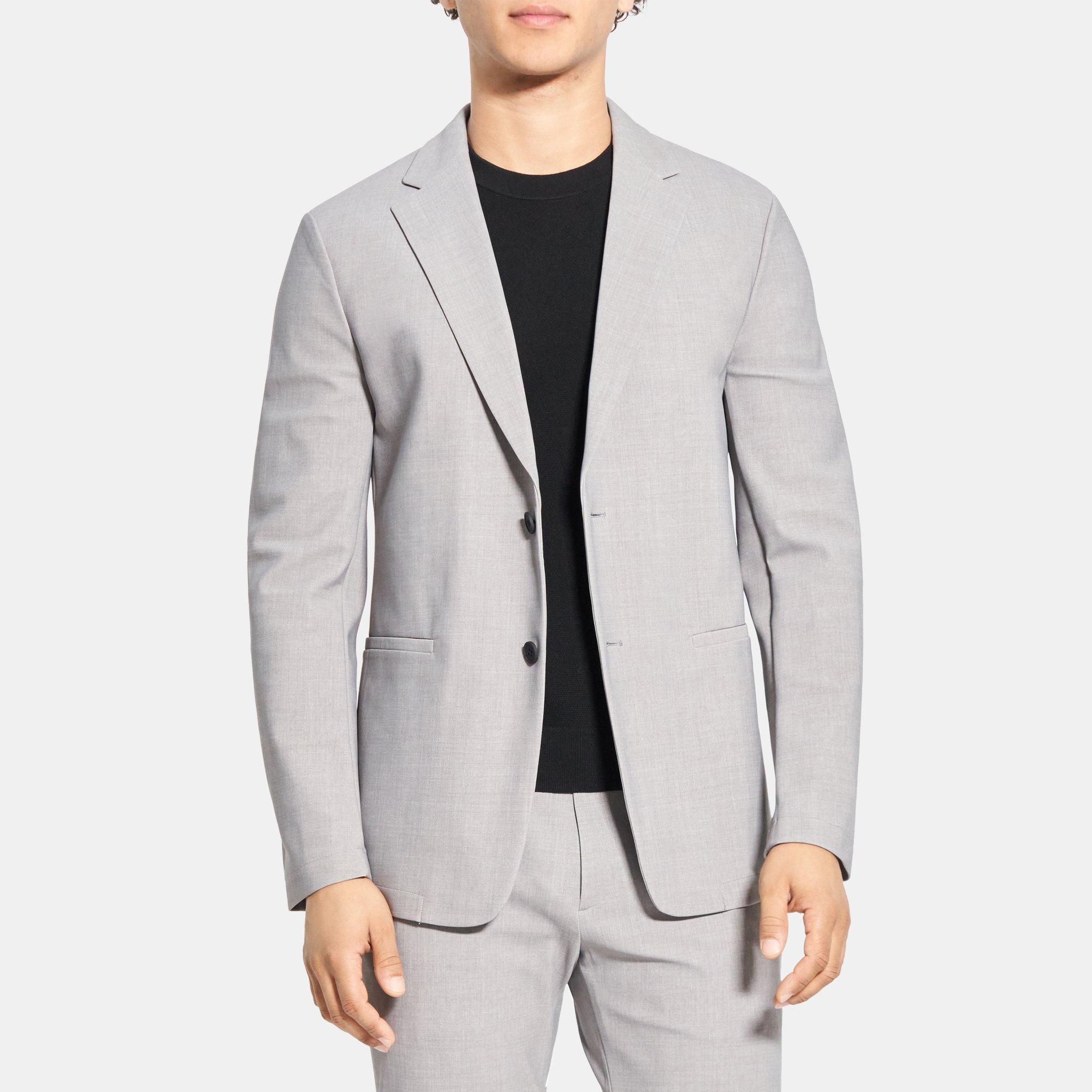 Theory Clinton Blazer In Printed Precision Ponte In Force Grey Multi