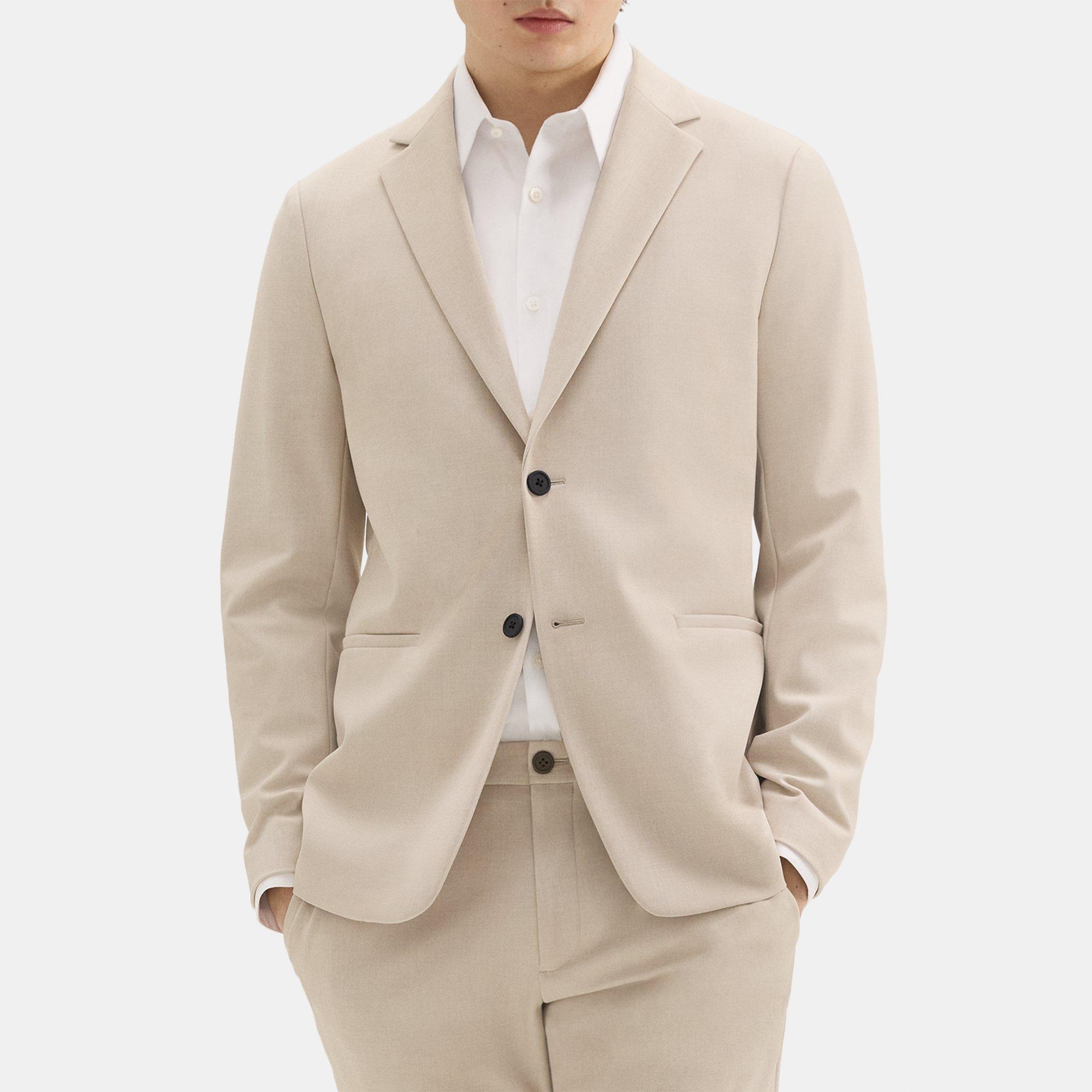 Theory Clinton Blazer In Printed Precision Ponte In Sand Multi