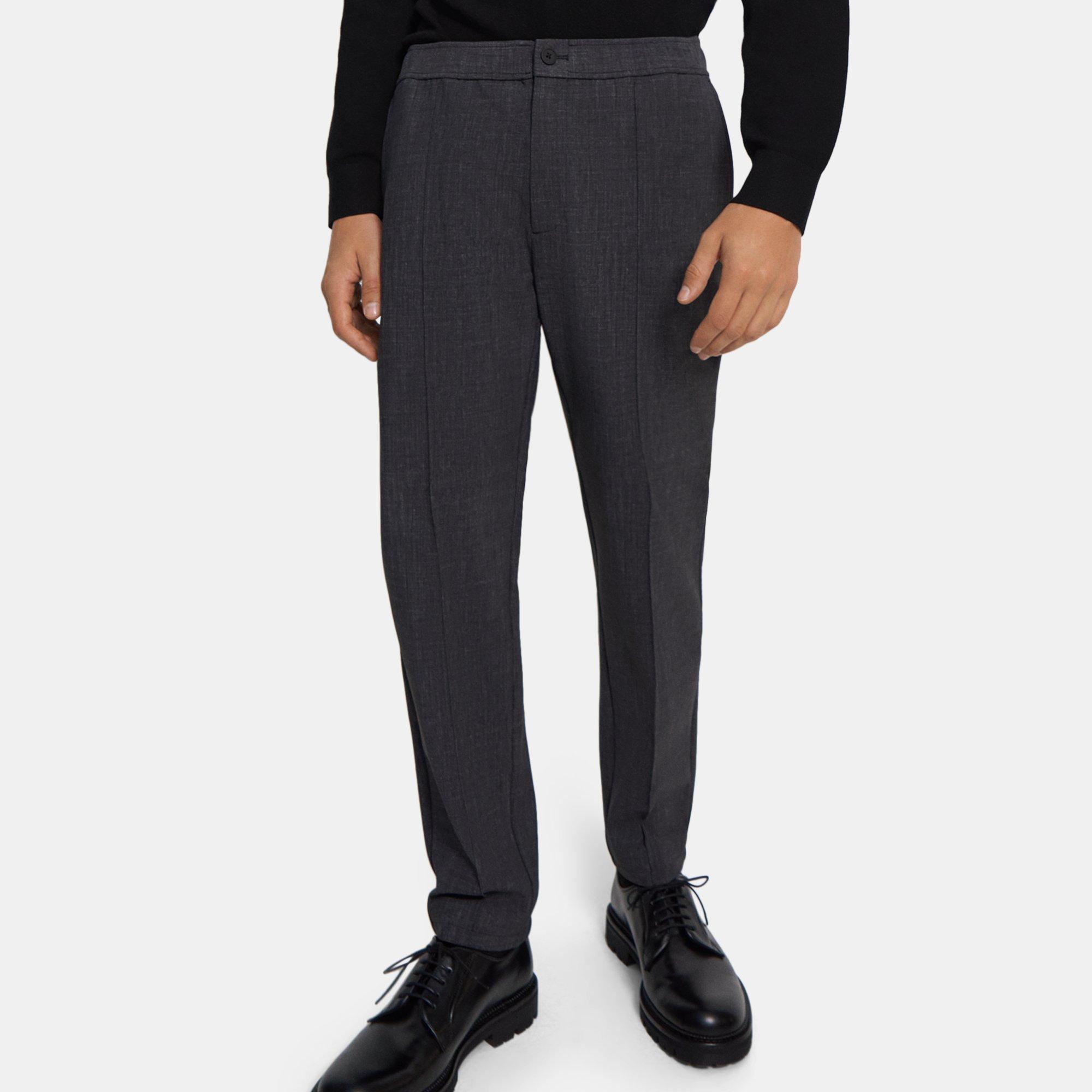 Theory Tapered Drawstring Pant In Performance Knit In Gray