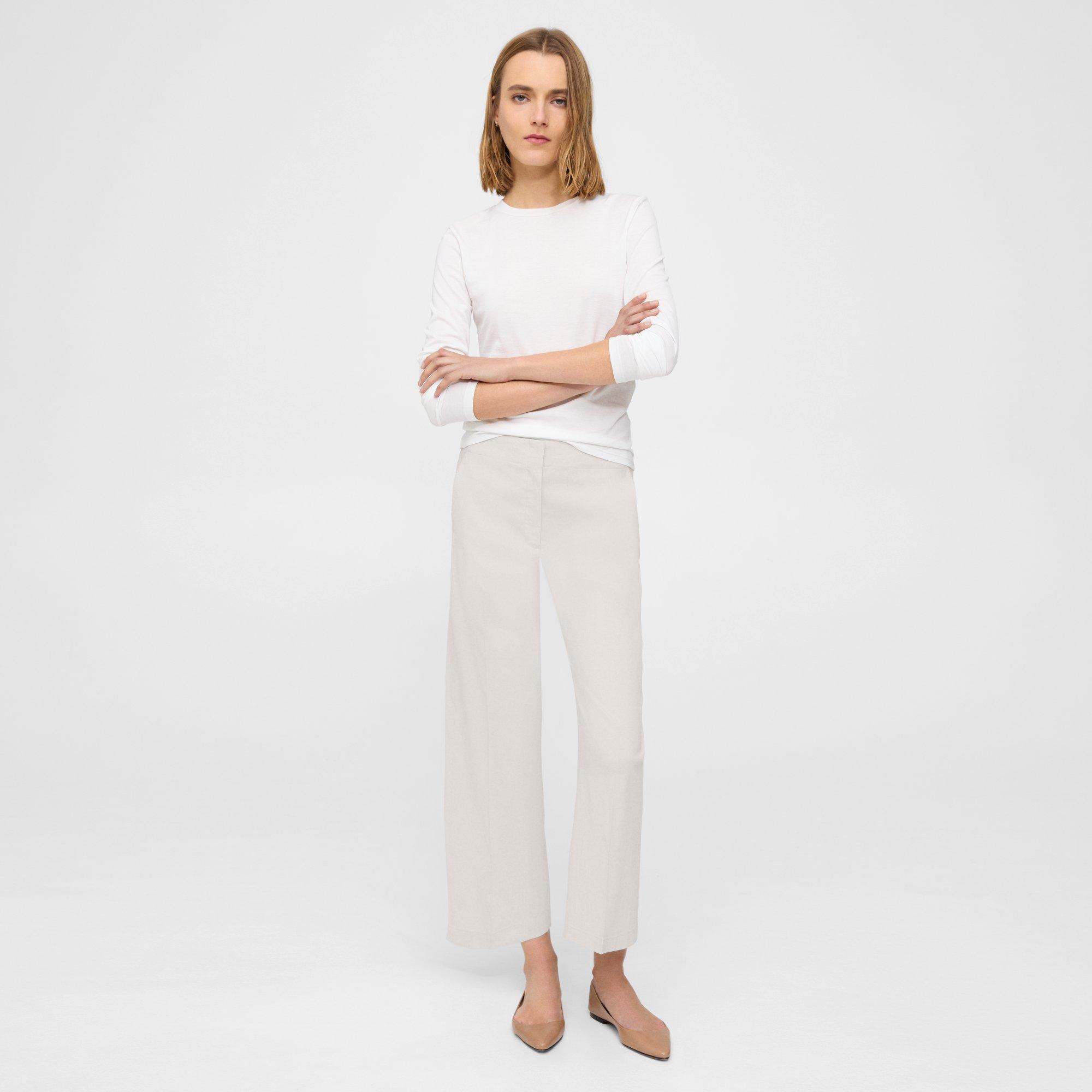 Theory Wide Crop Pant In Good Linen In Sand