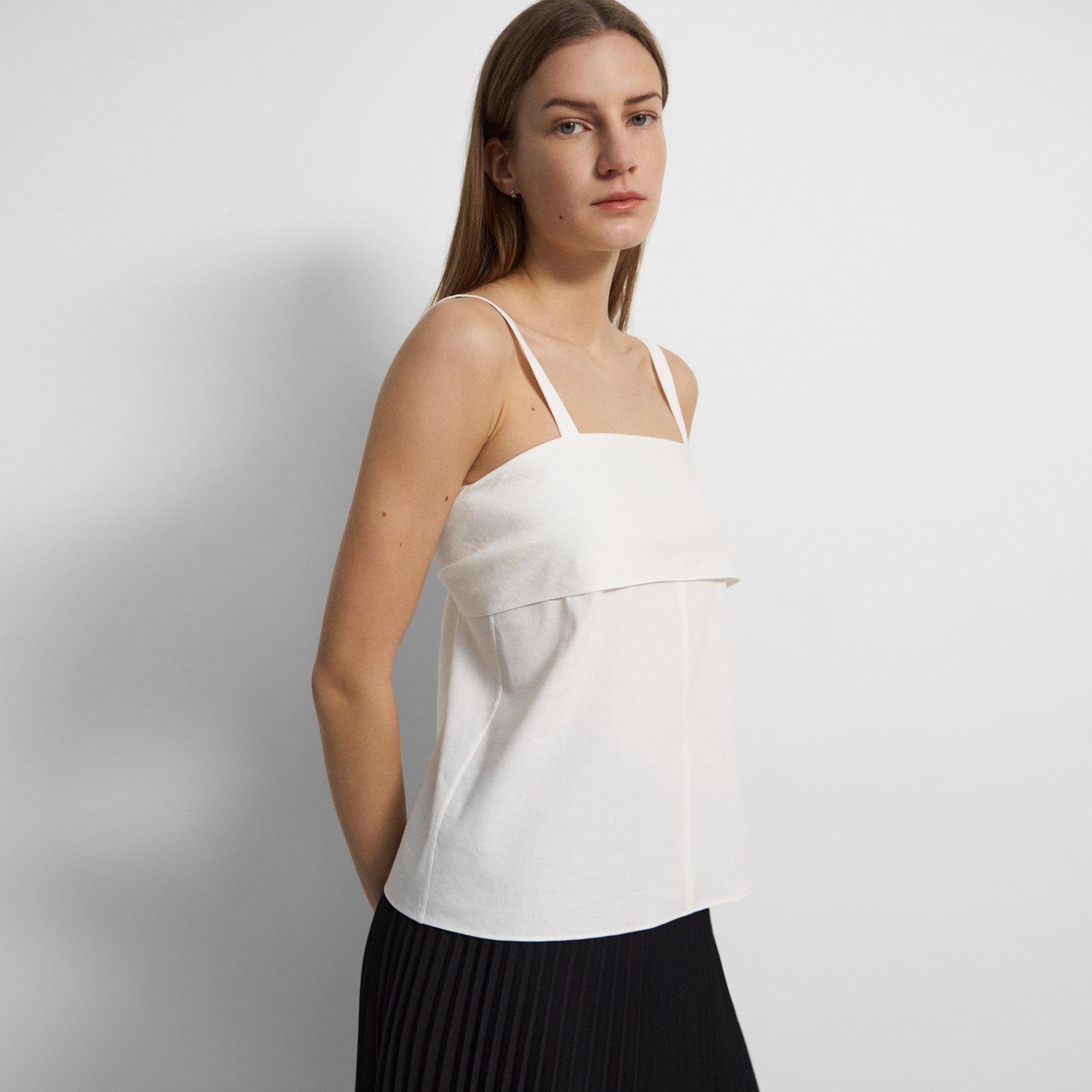 Theory Tie-back Top In Stretch Linen In White