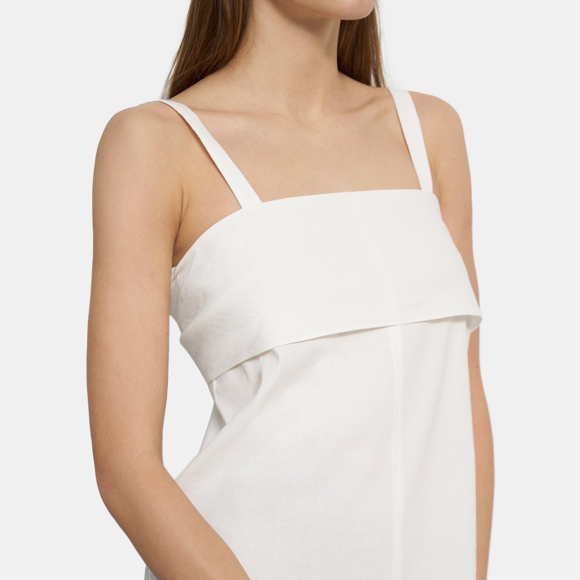 Theory Tie-back Top In Stretch Linen In White