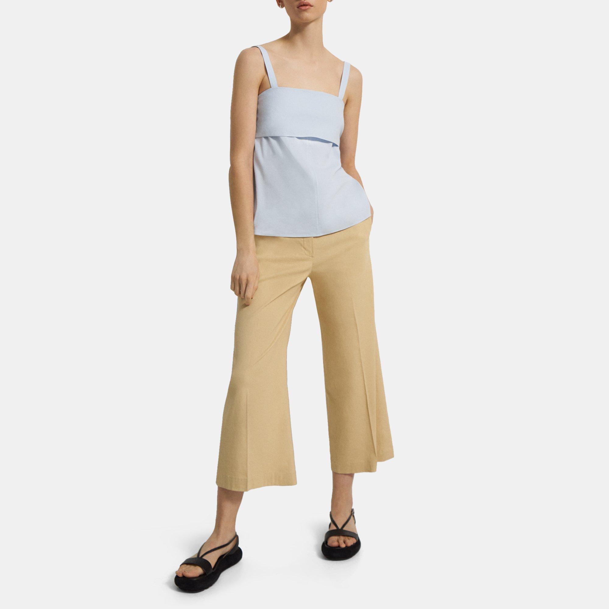 Theory Tie-back Top In Stretch Linen In Breeze