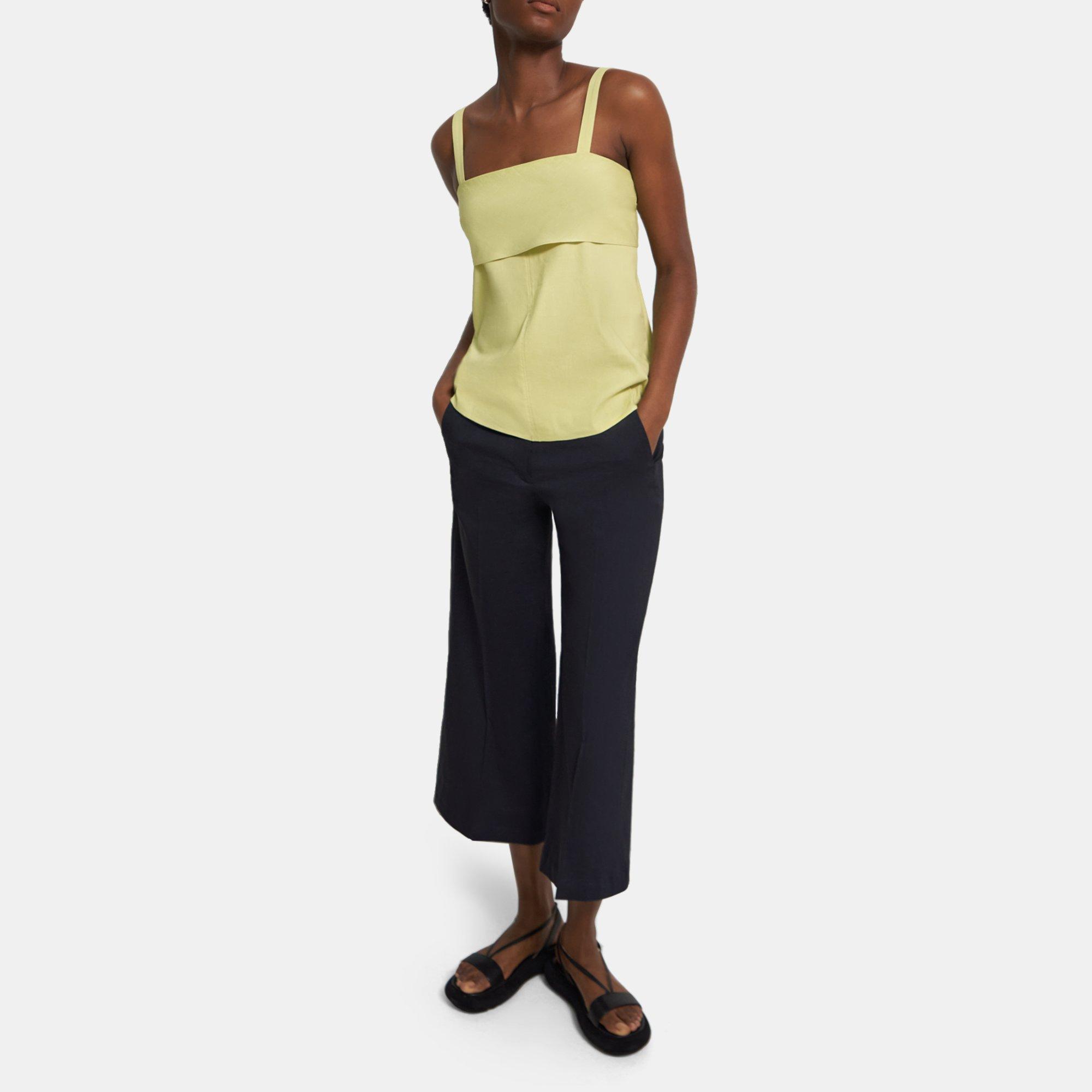 THEORY TIE-BACK TOP IN STRETCH LINEN