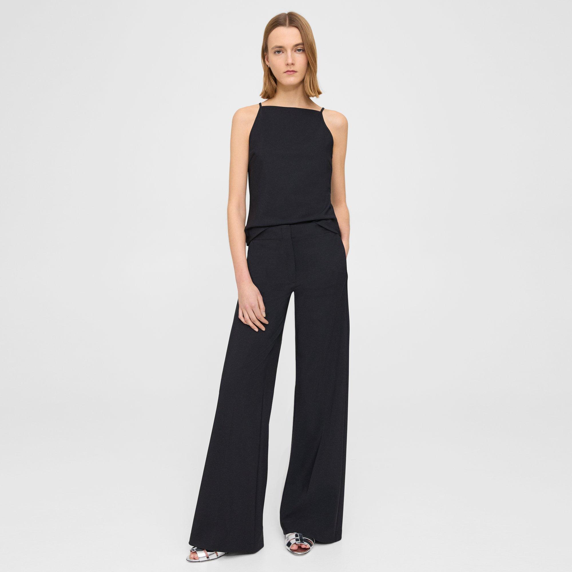 Theory Wide-leg Pant In Precision Ponte In Black