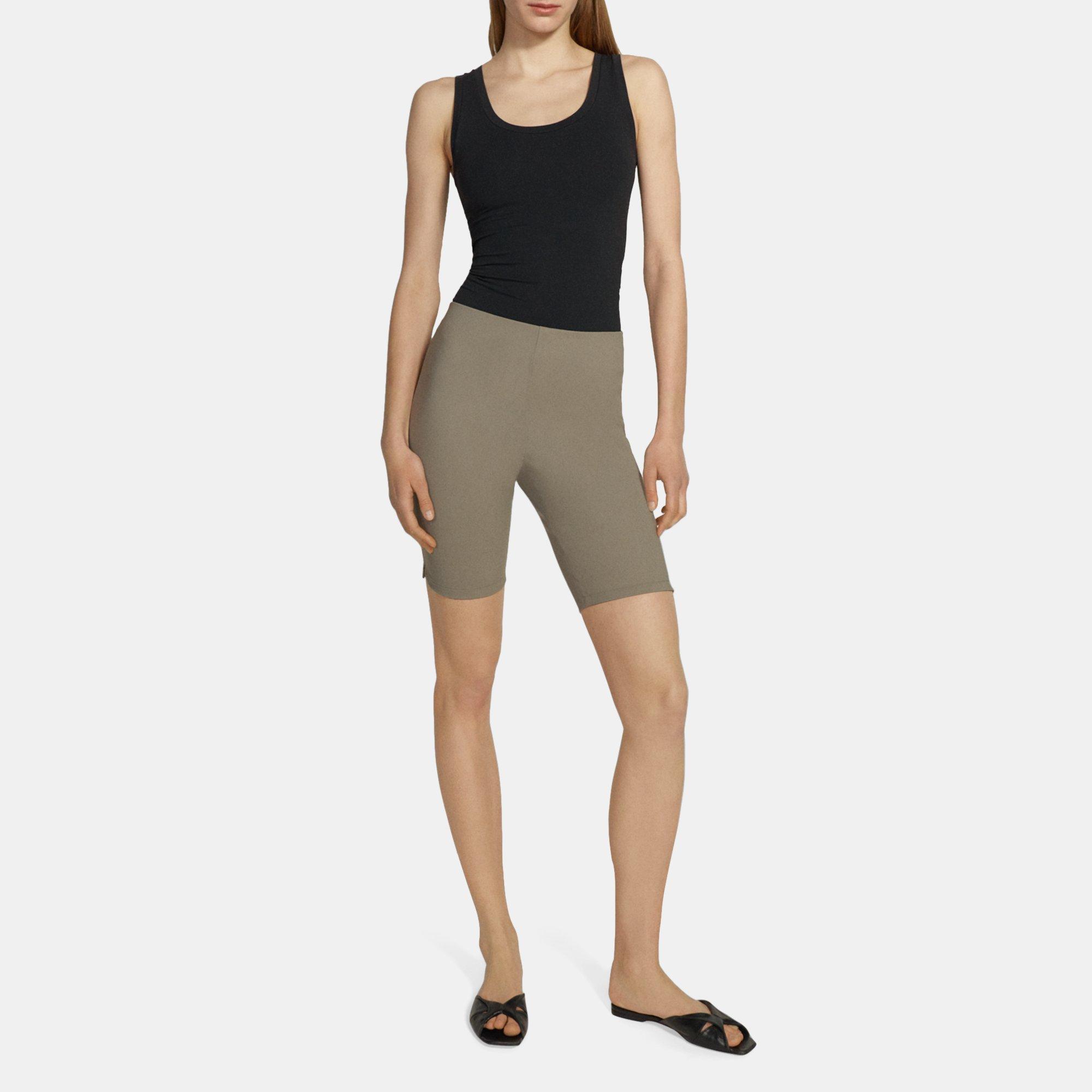 Theory Biker Short In Performance Knit In Moss