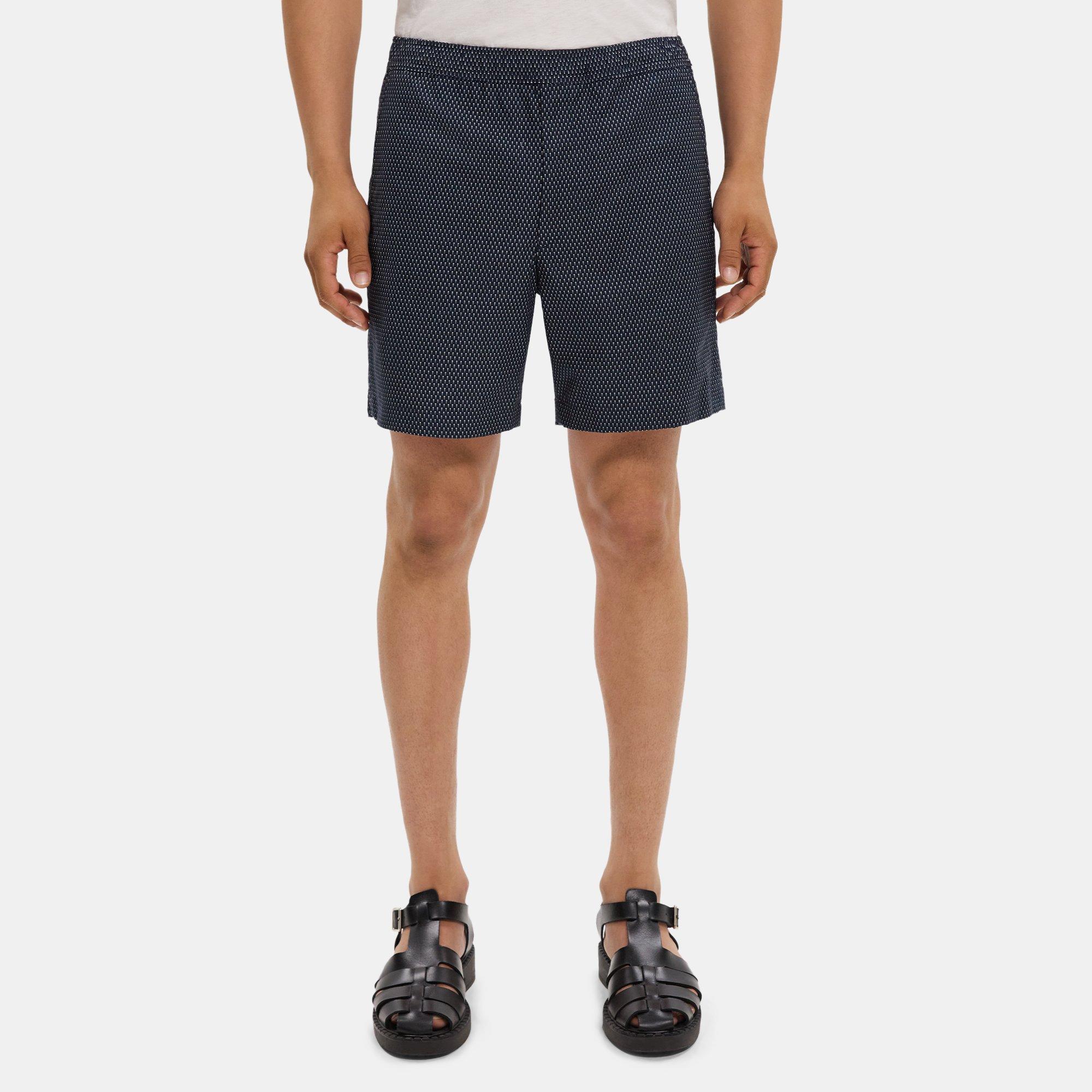 Theory Tapered Drawstring Short In Cotton Ottoman In Multi