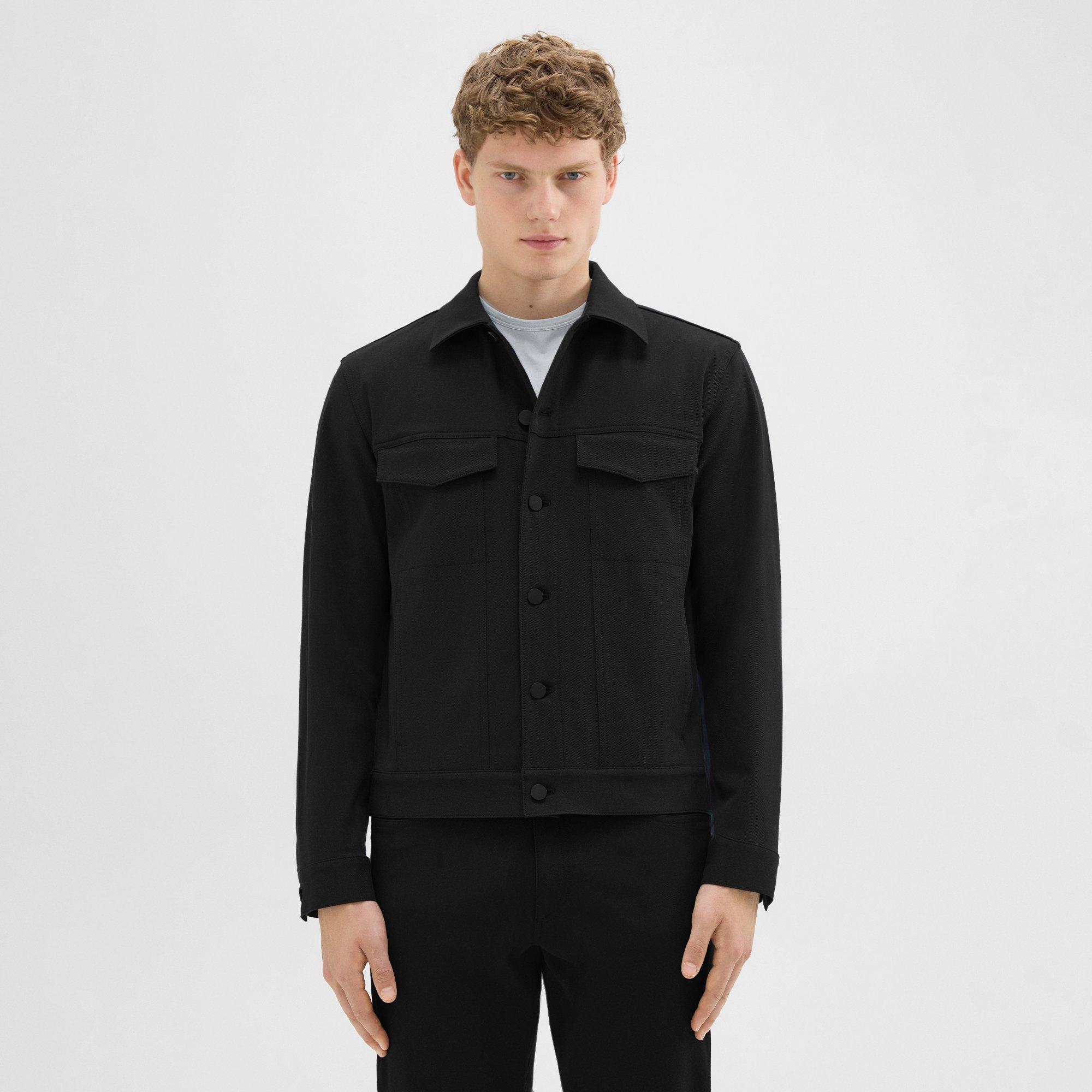 Theory River Trucker Jacket In Neoteric Twill In Black