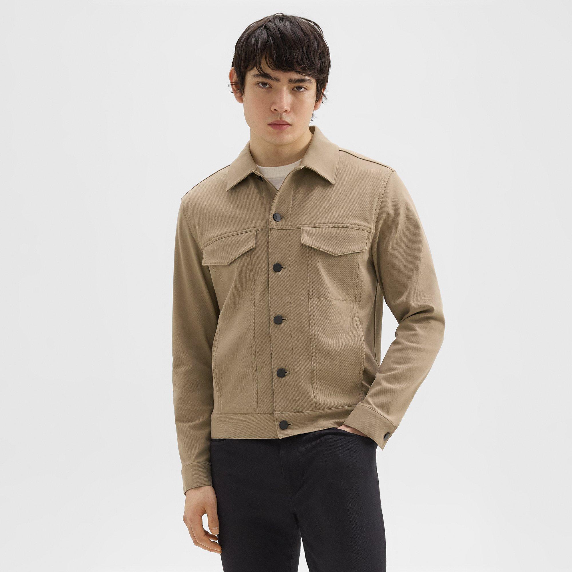 Theory River Trucker Jacket In Neoteric Twill In Bark
