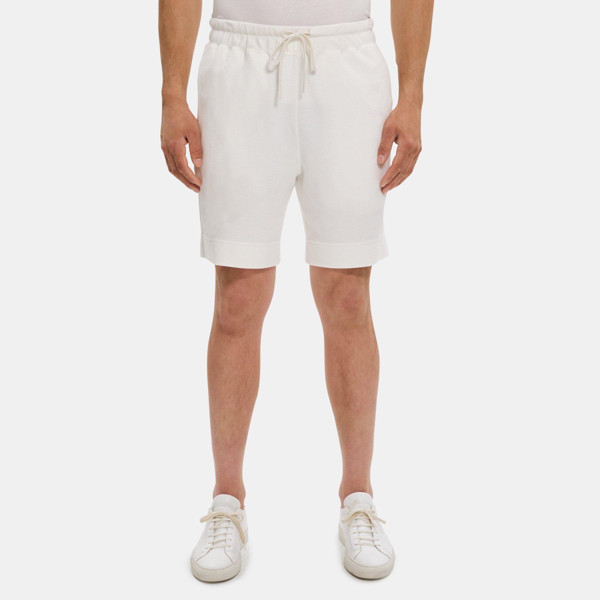 Theory Drawstring Short In Terry Cotton In Ivory
