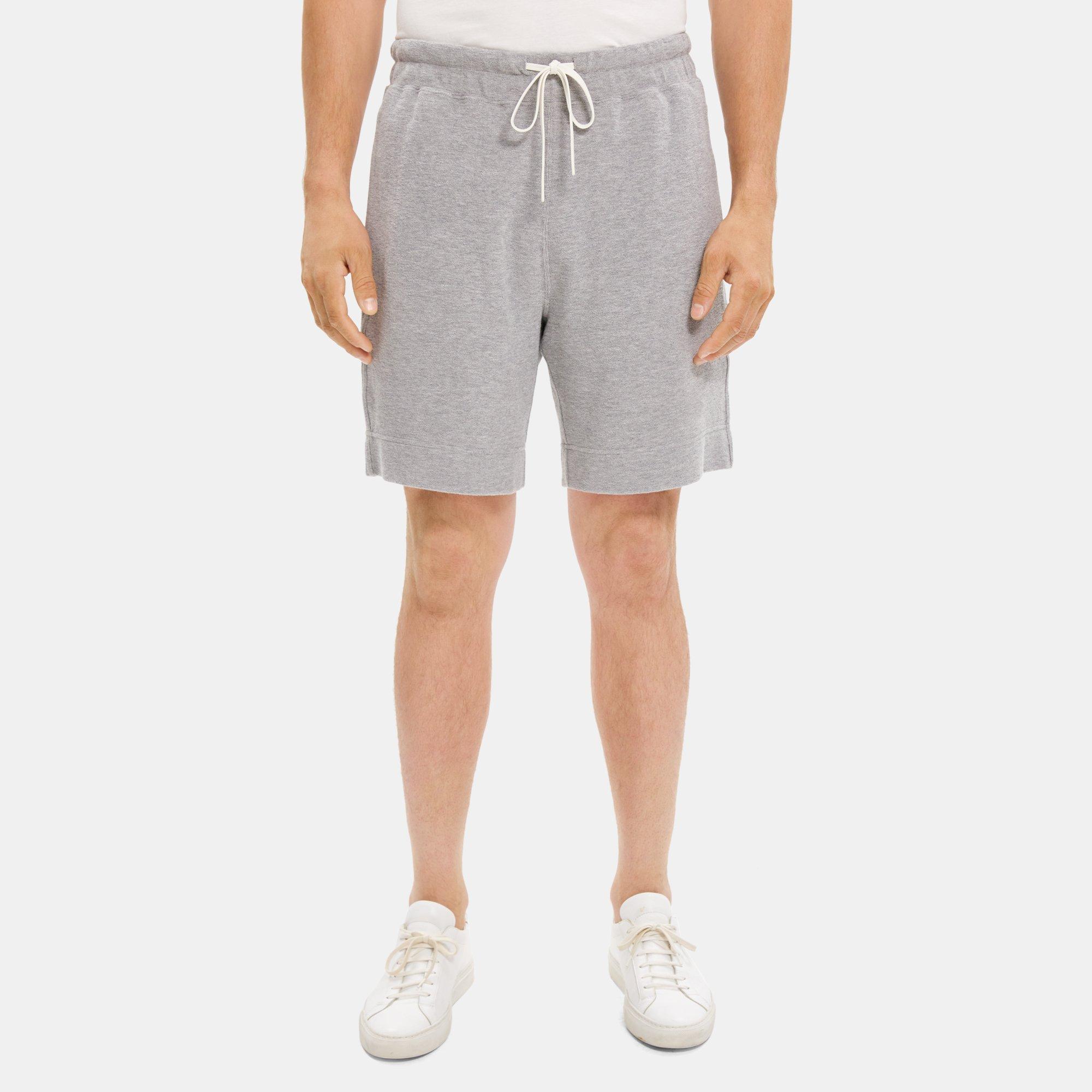 Theory Drawstring Short In Terry Cotton In Lt Grey Heather
