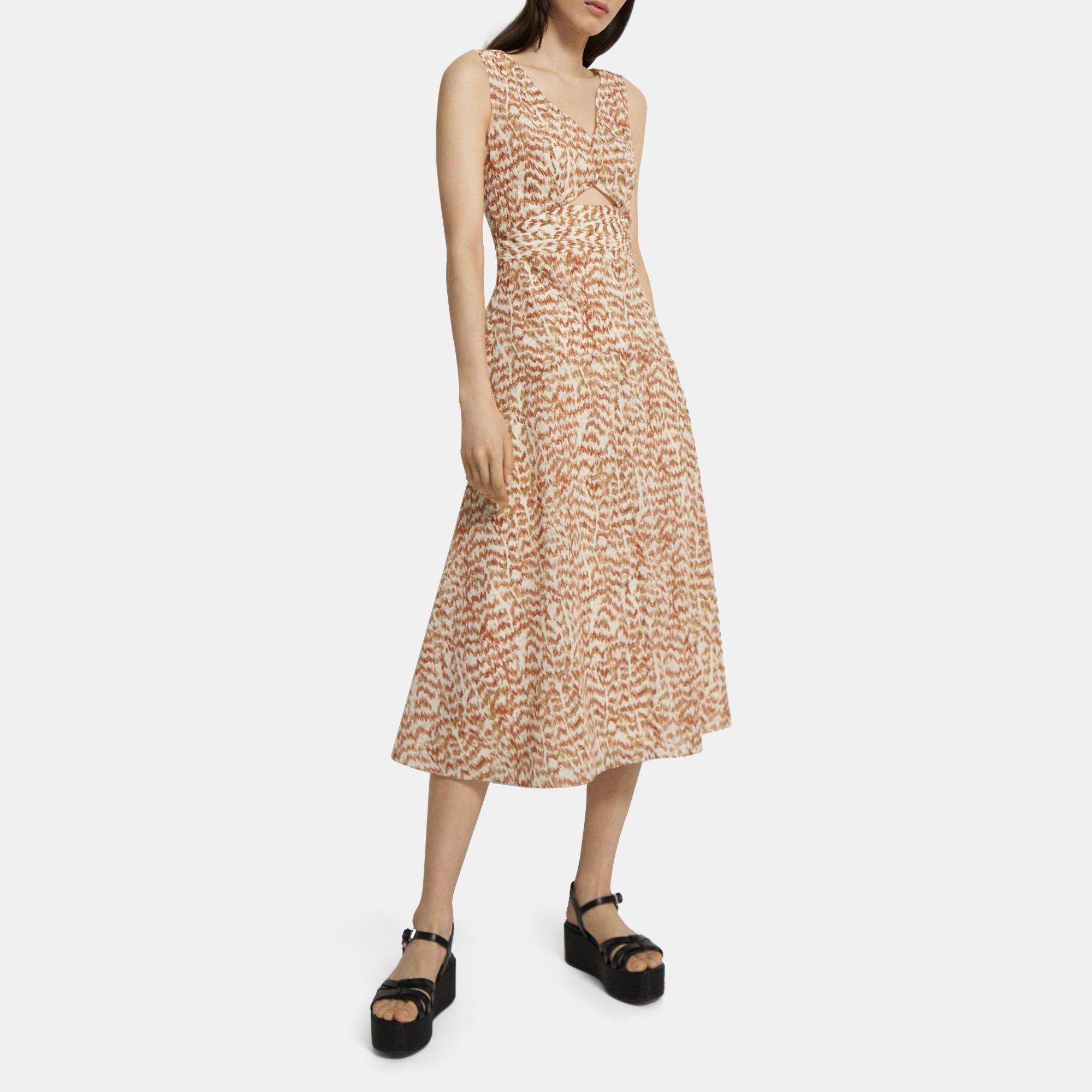 Theory Cutout Midi Dress In Red Multi