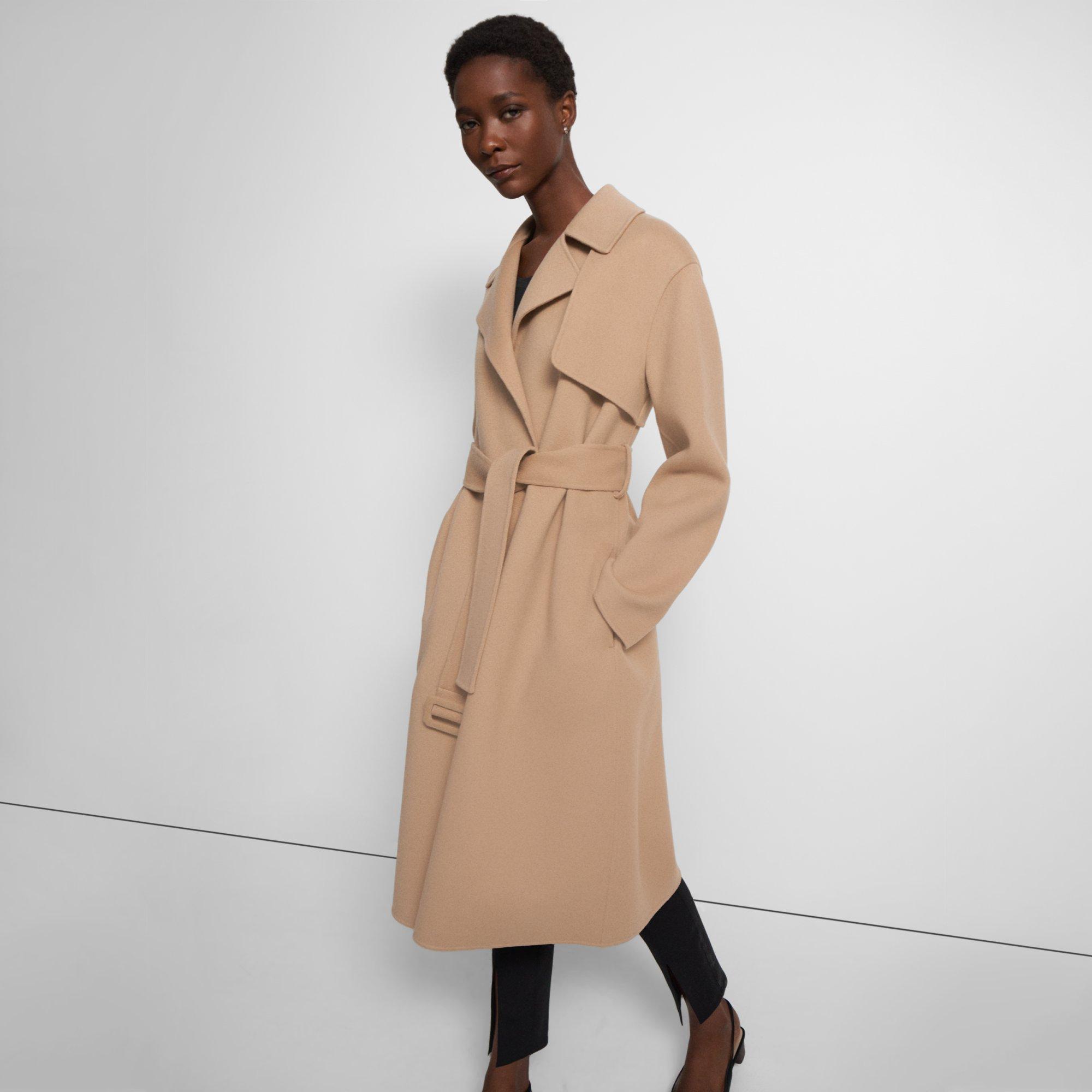 Theory Tied-waist Wool-cashmere Coat In Palomino