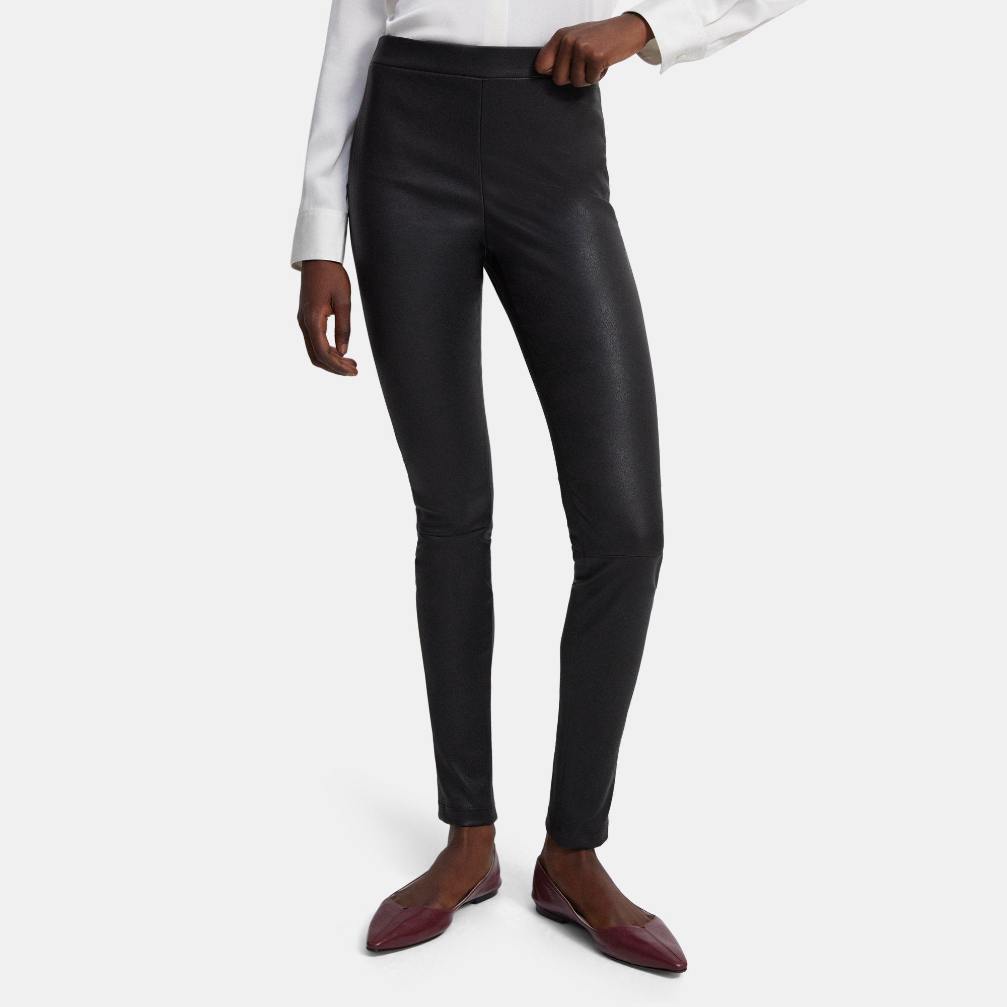 Theory Skinny Legging In Leather In Black