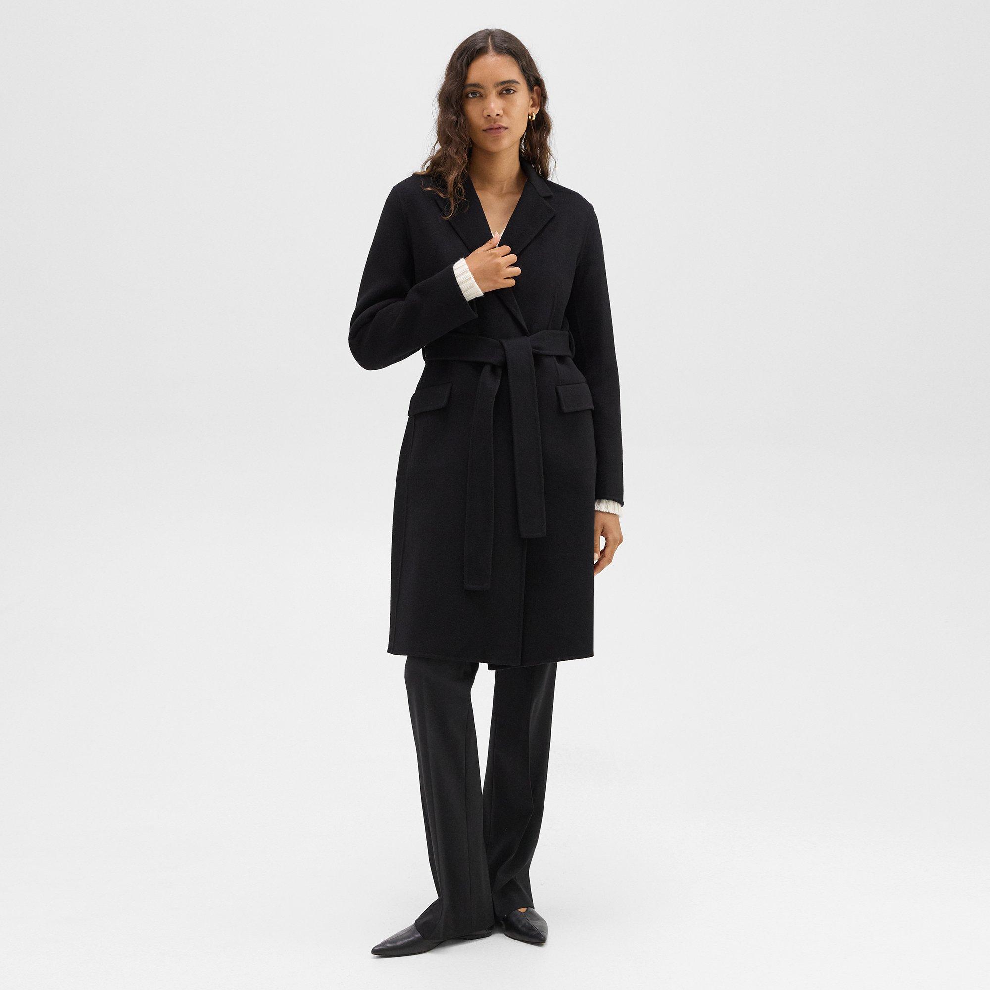 Theory Wrap Wool Cashmere Coat In Black