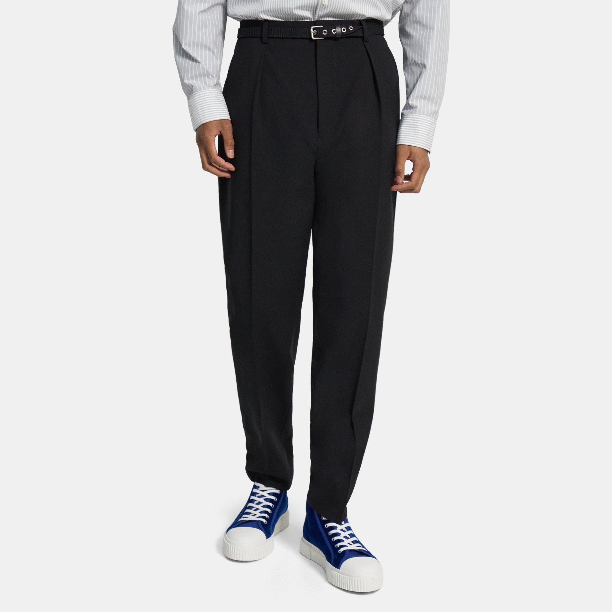 Theory Wool Gabardine Pleated Pant In Black