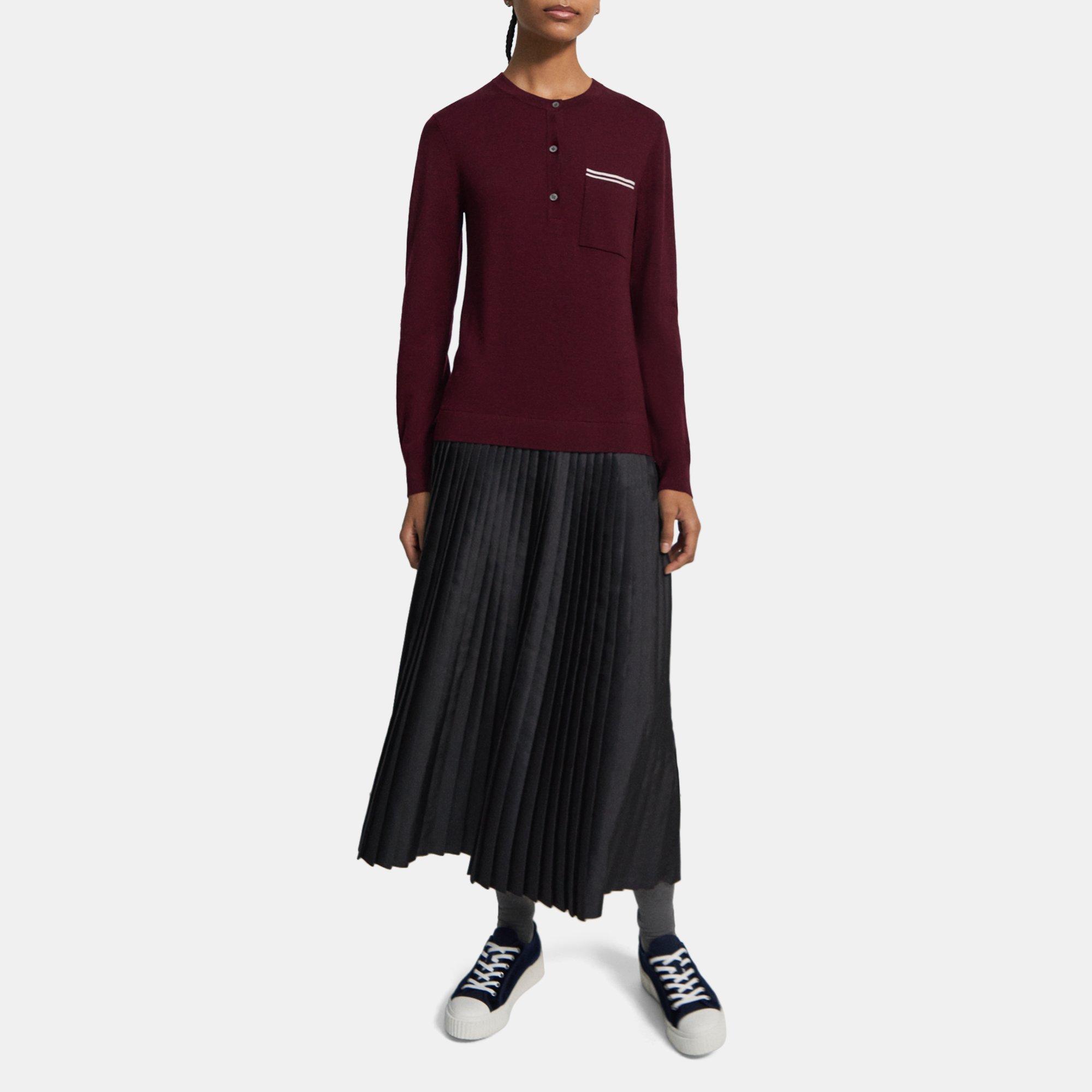 Theory Knit Combo Dress In Sangria/new Oatmeal/grey