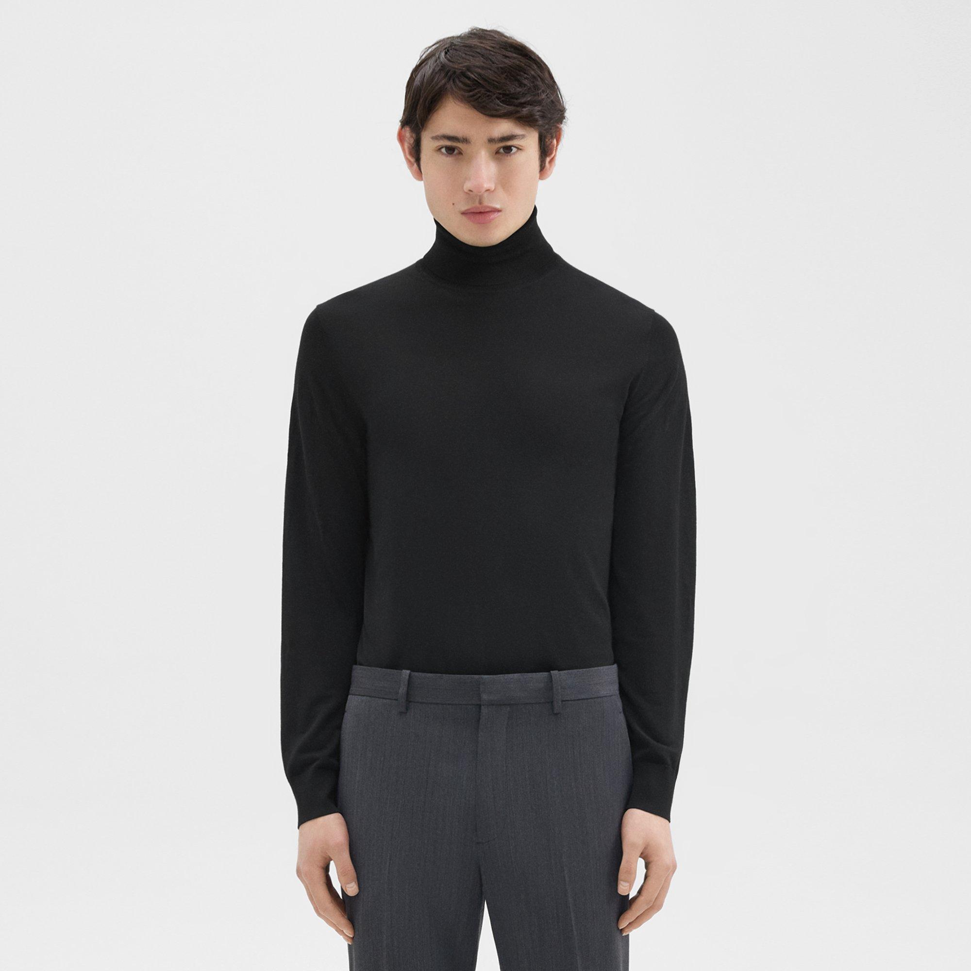 Shop Theory Turtleneck Sweater In Regal Wool In Black