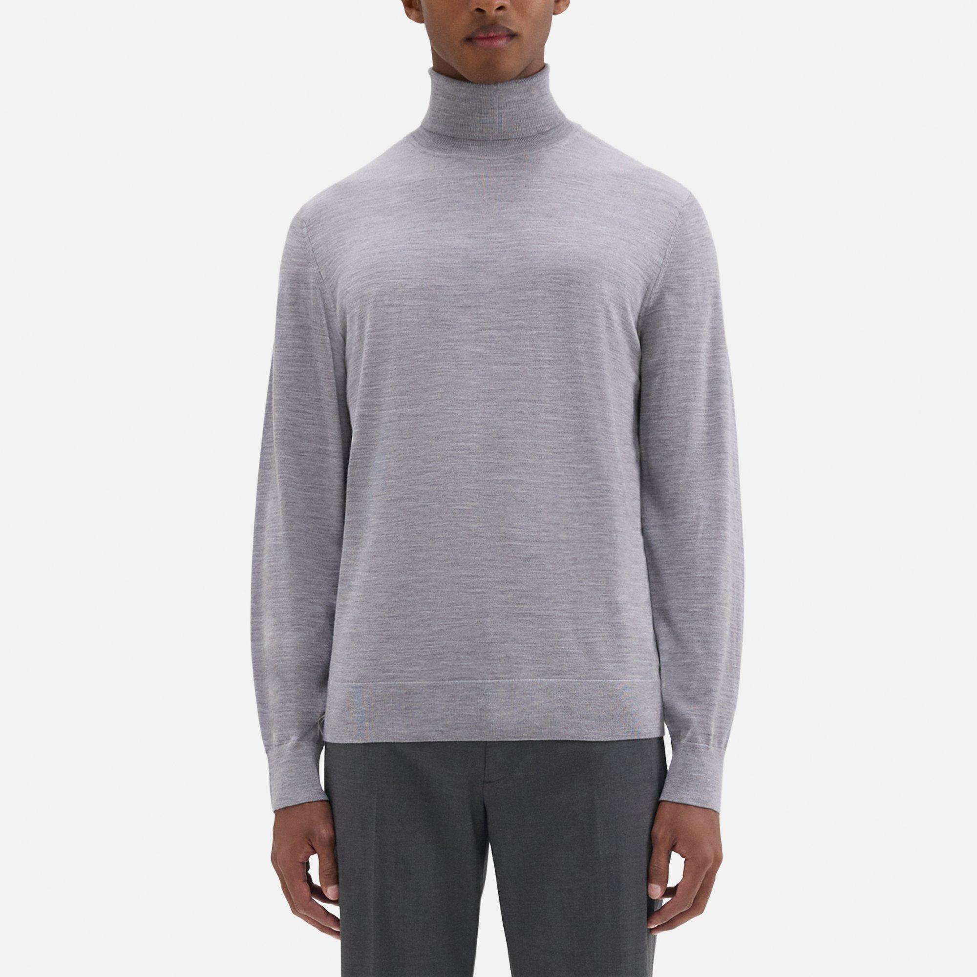 Theory Turtleneck Sweater In Regal Wool In Cool Heather Grey