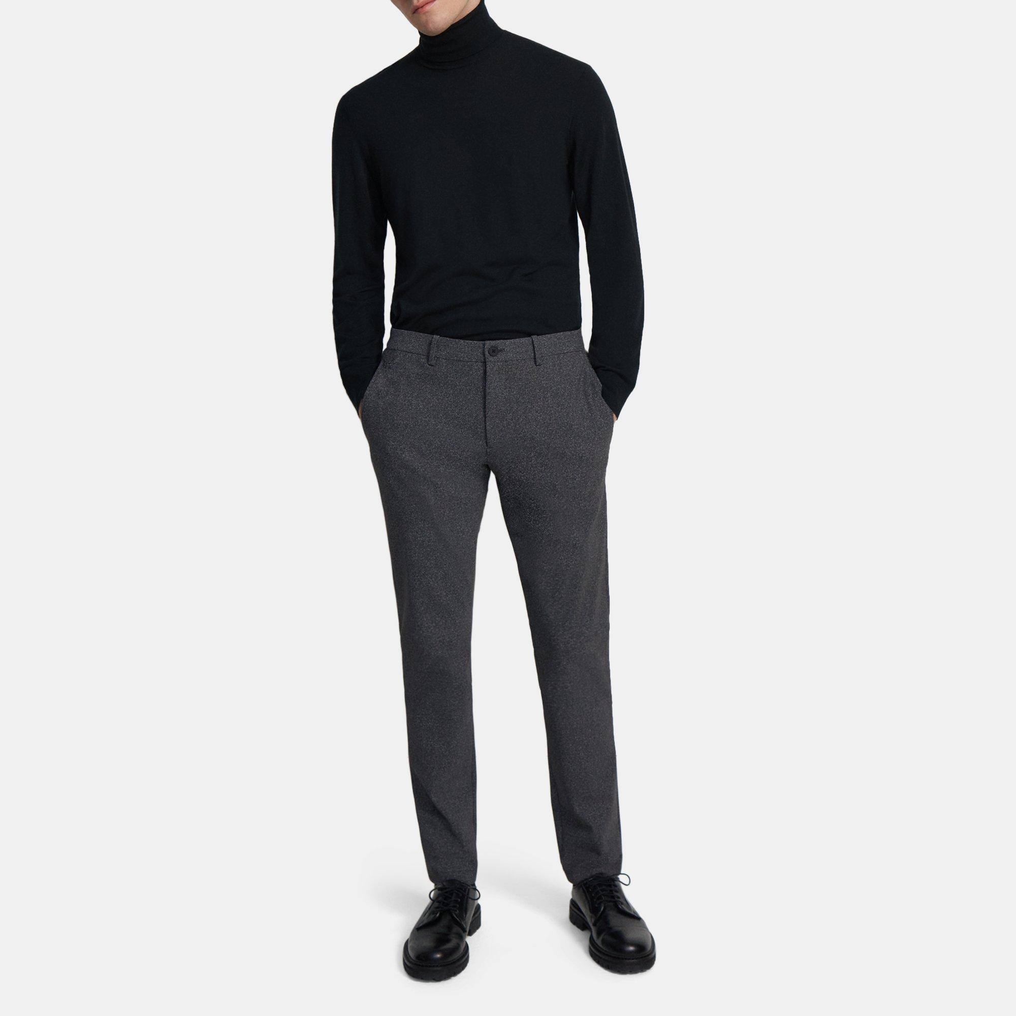 Theory Zaine Pant In Printed Precision Ponte In Light Grey Melange