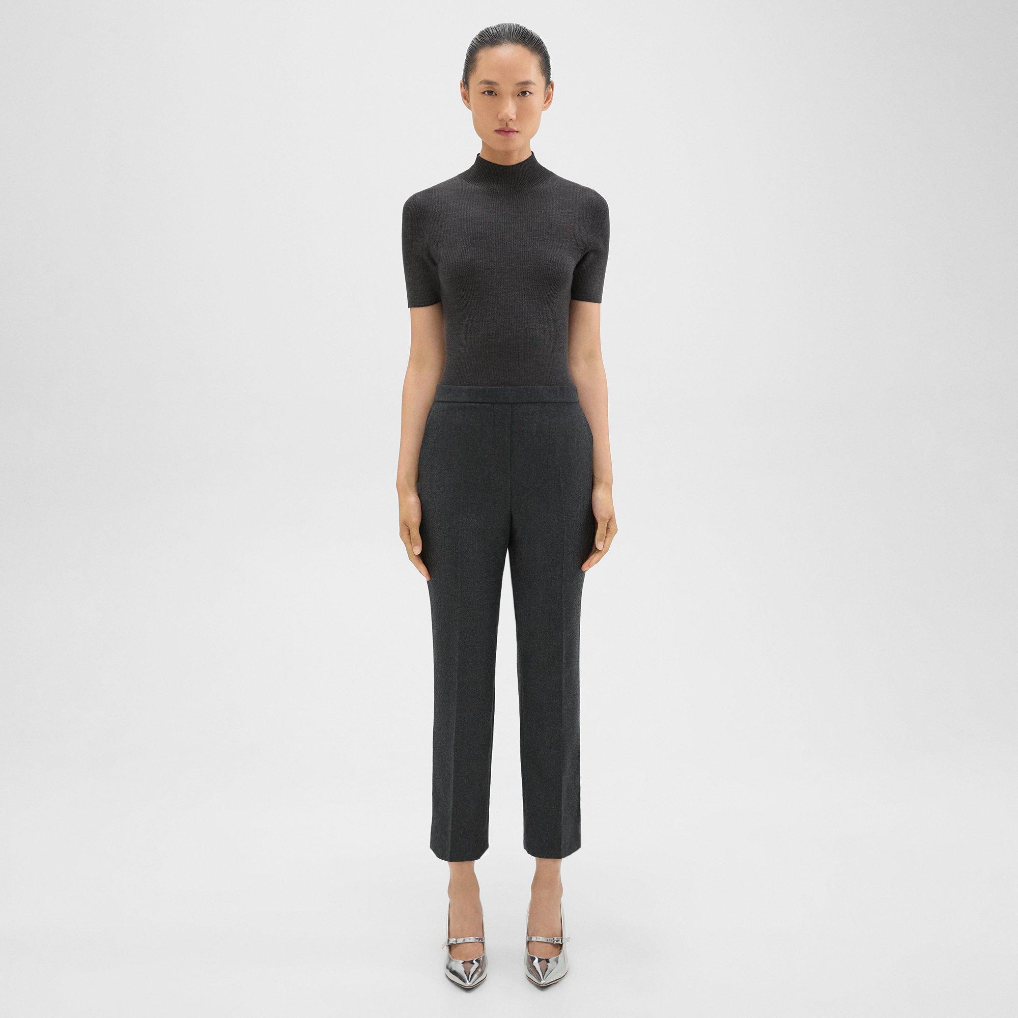 Shop Theory Treeca Pull-on Pant In Sleek Flannel In New Charcoal Melange