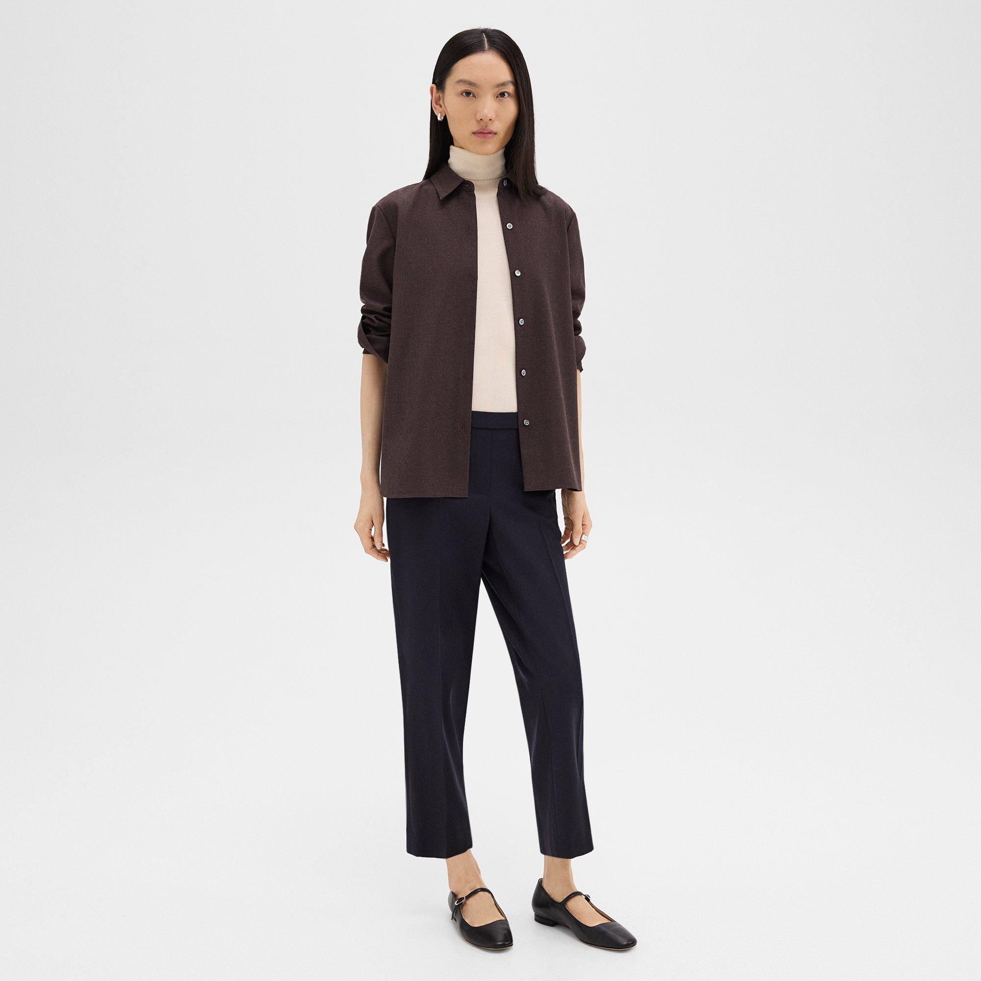 THEORY TREECA PULL-ON PANT IN SLEEK FLANNEL 