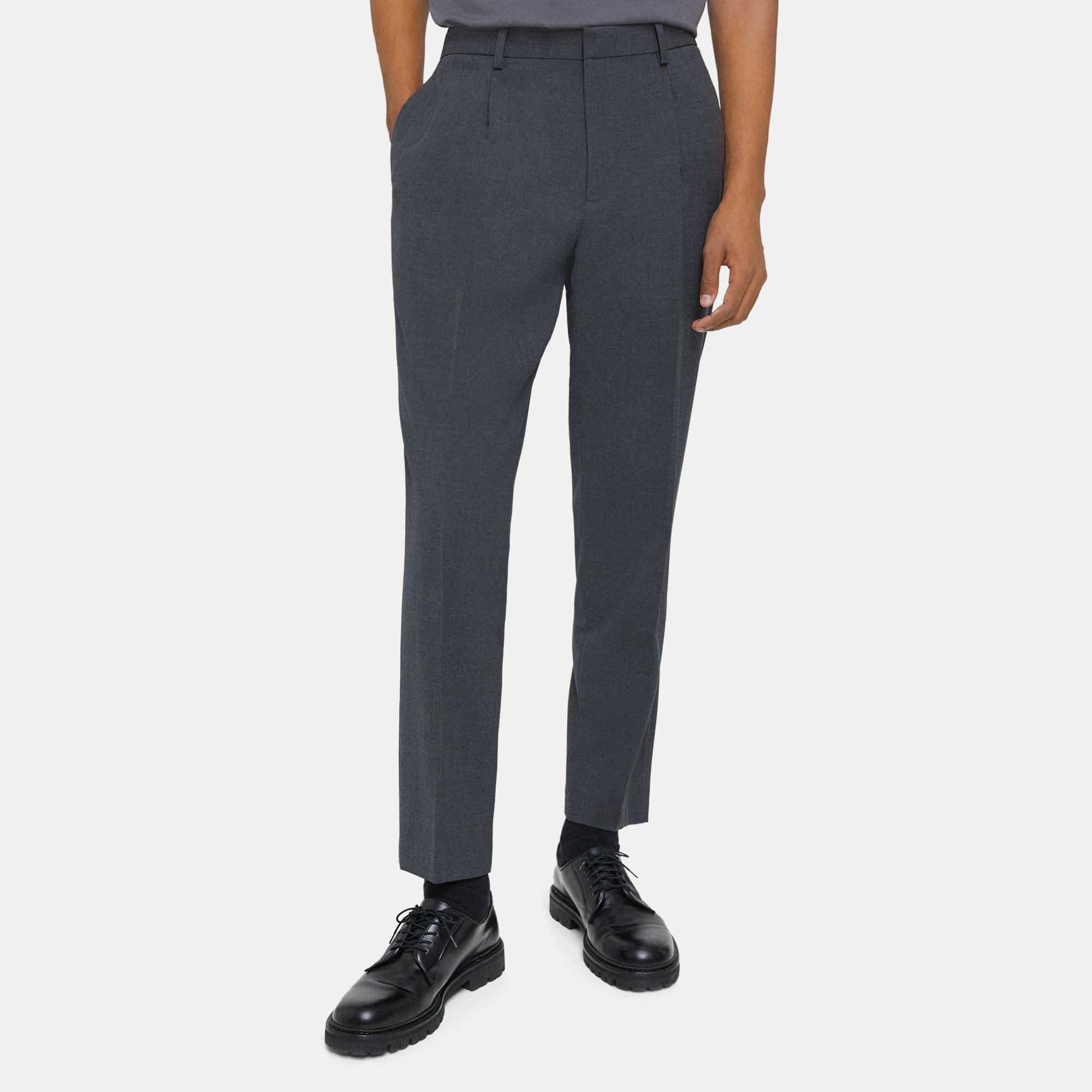 Theory Pleated Tapered Drawstring Pant In Wool Blend Twill In Pestle Melange