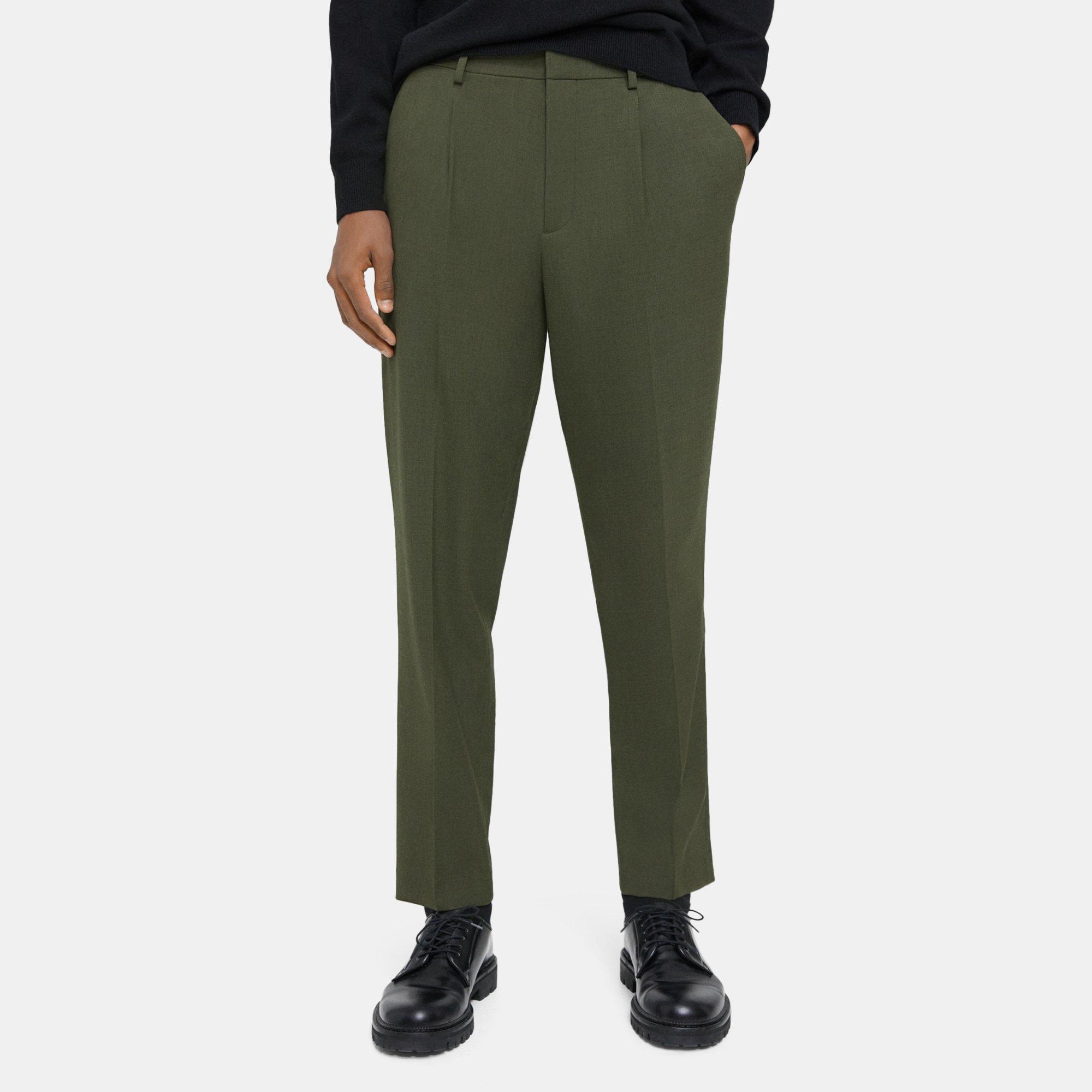 Theory Curtis Drawstring Pant In Stretch Cotton Flannel In Olive Branch Mel