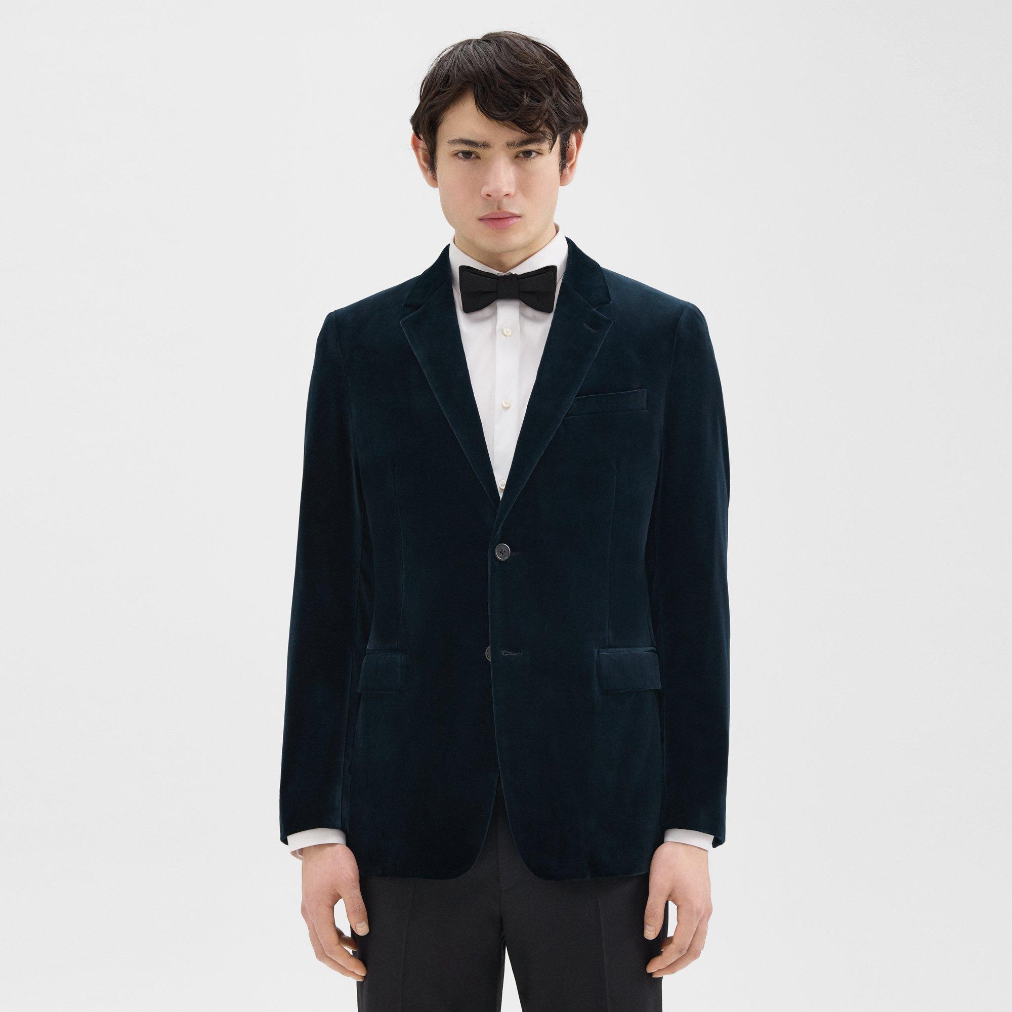 Theory Chambers Blazer In Stretch Velvet In Baltic