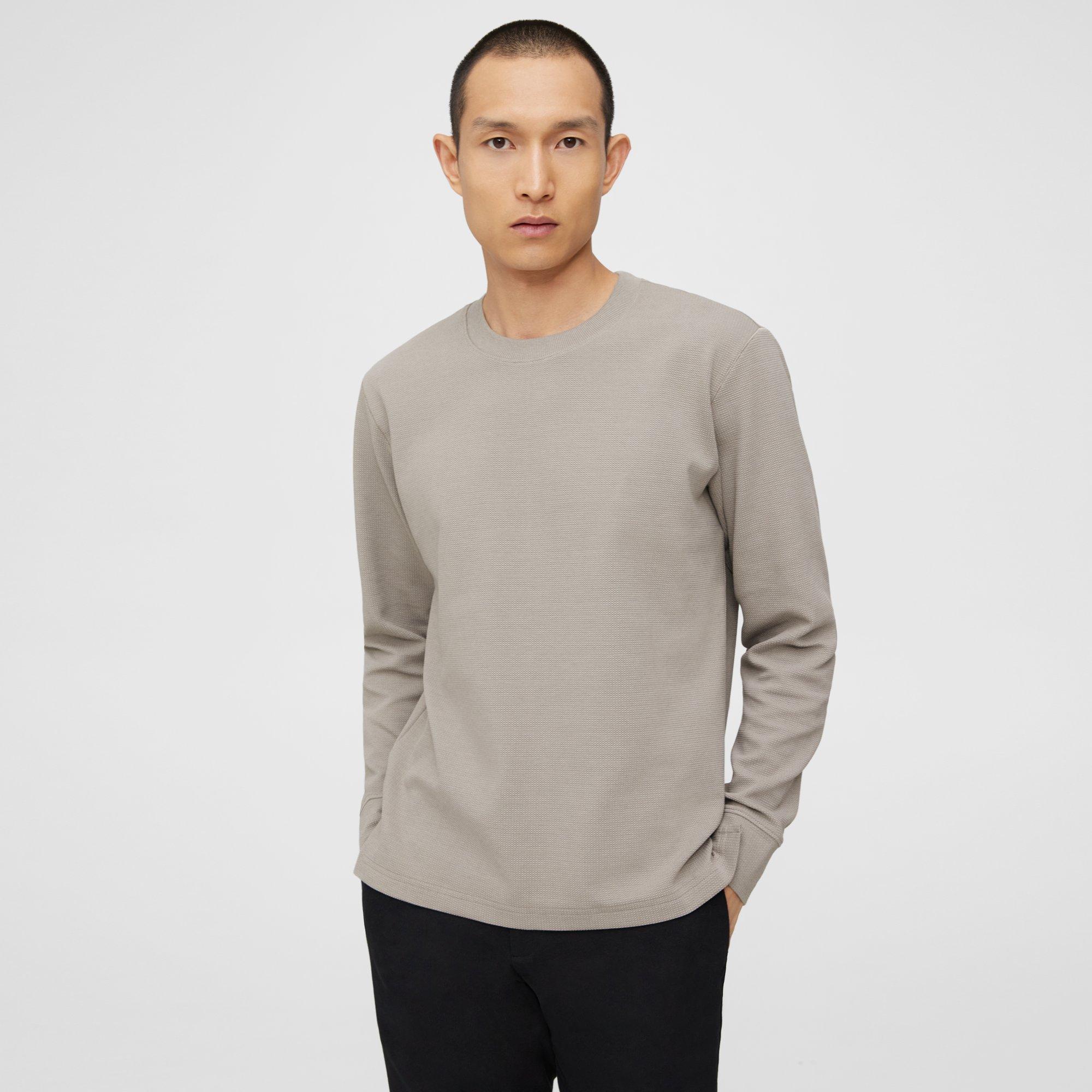 Theory Ryder Long-sleeve Tee In Waffle Knit In Force Grey
