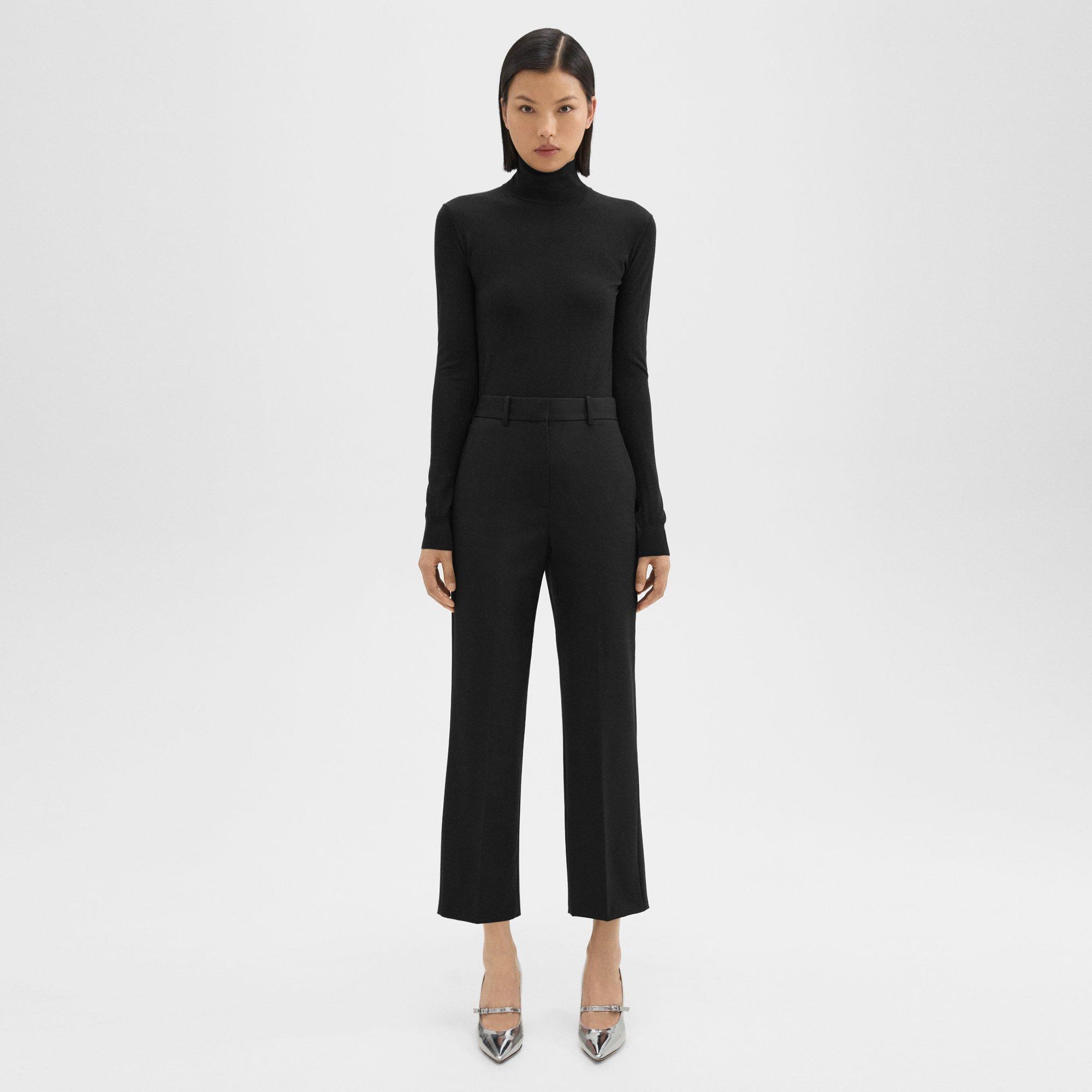 Shop Theory High-waist Straight-leg Pant In Good Wool In Black