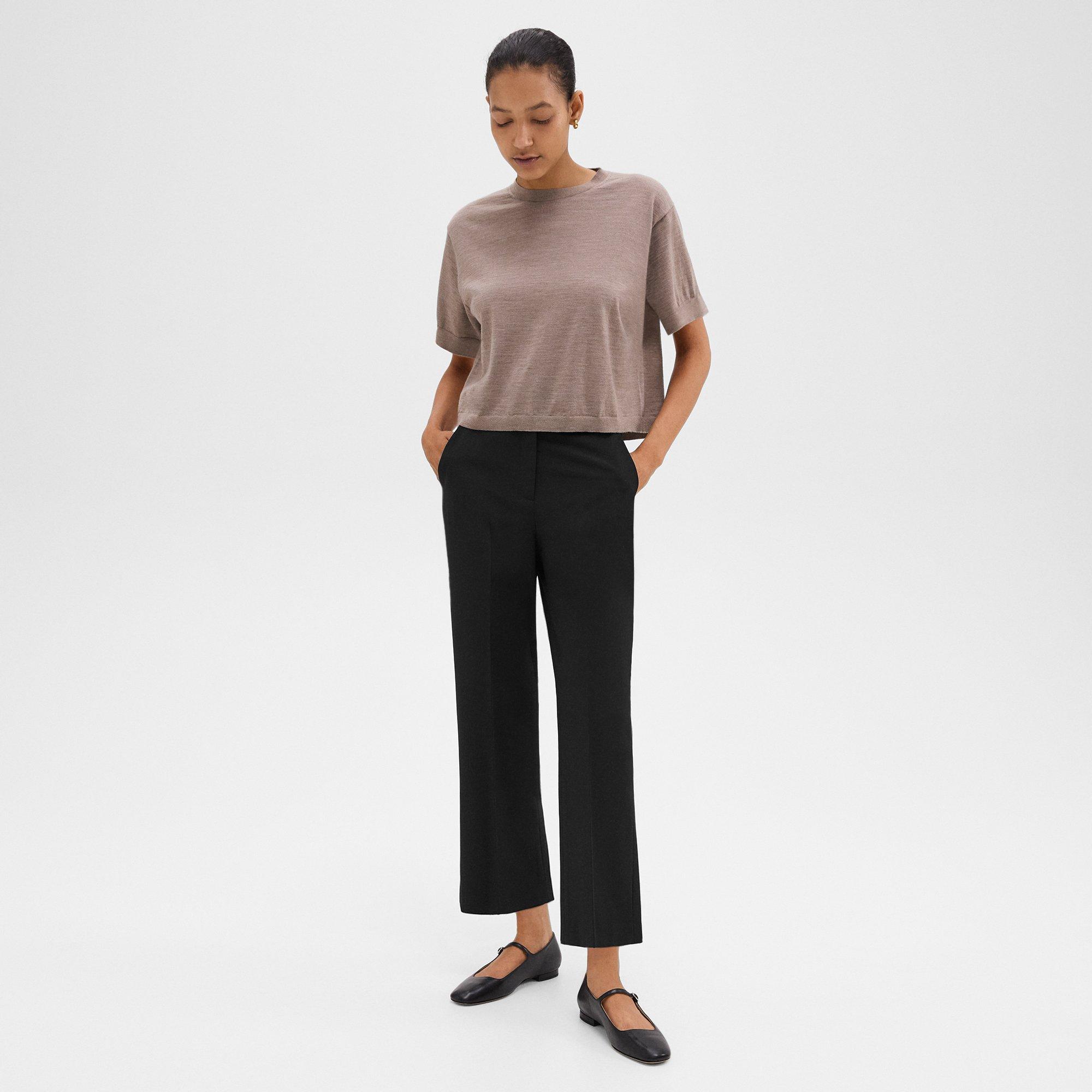 Theory Treeca 2 Cropped Stretch-wool Slim-leg Pants In Black