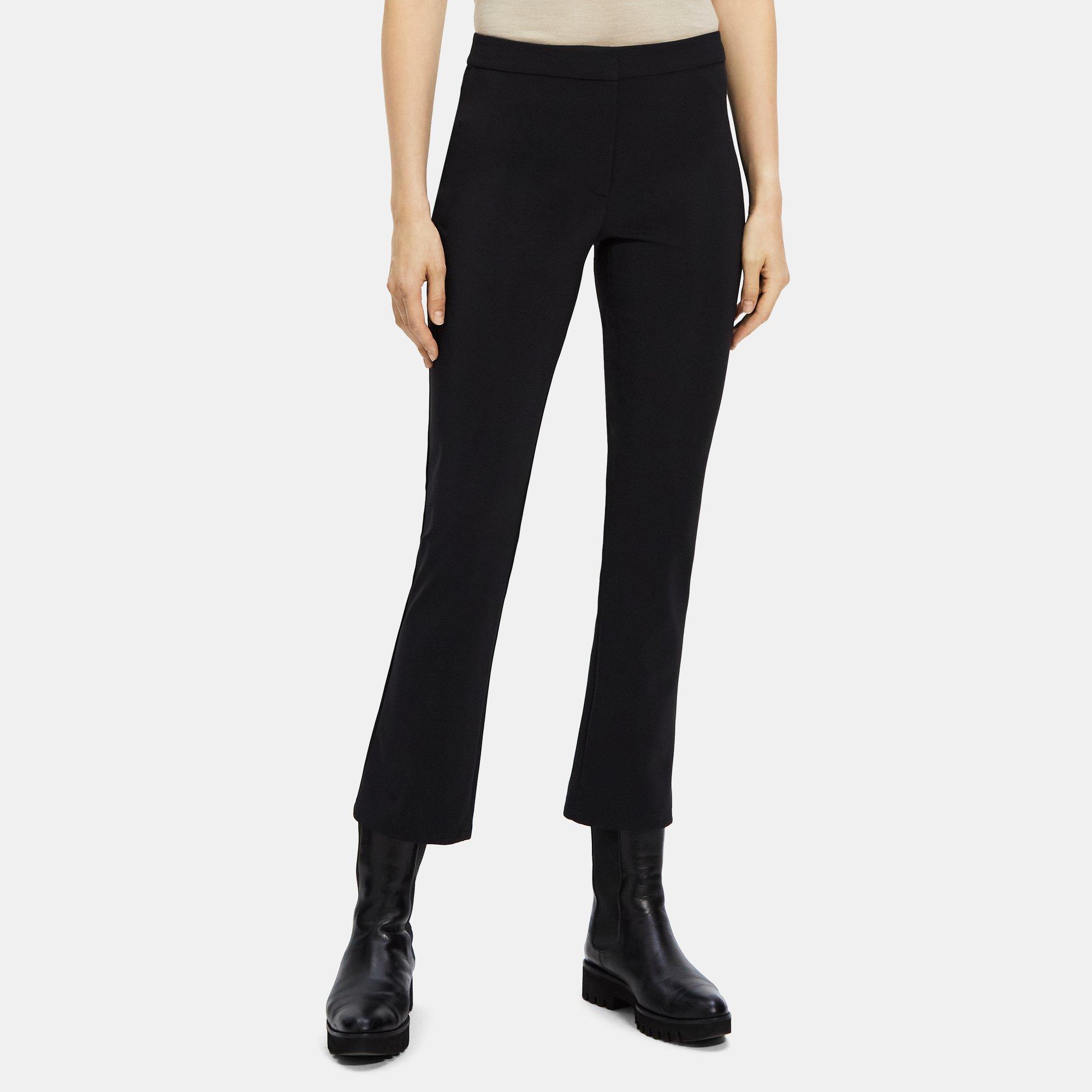 Theory Wool Pleated Wide Leg Pants In Black