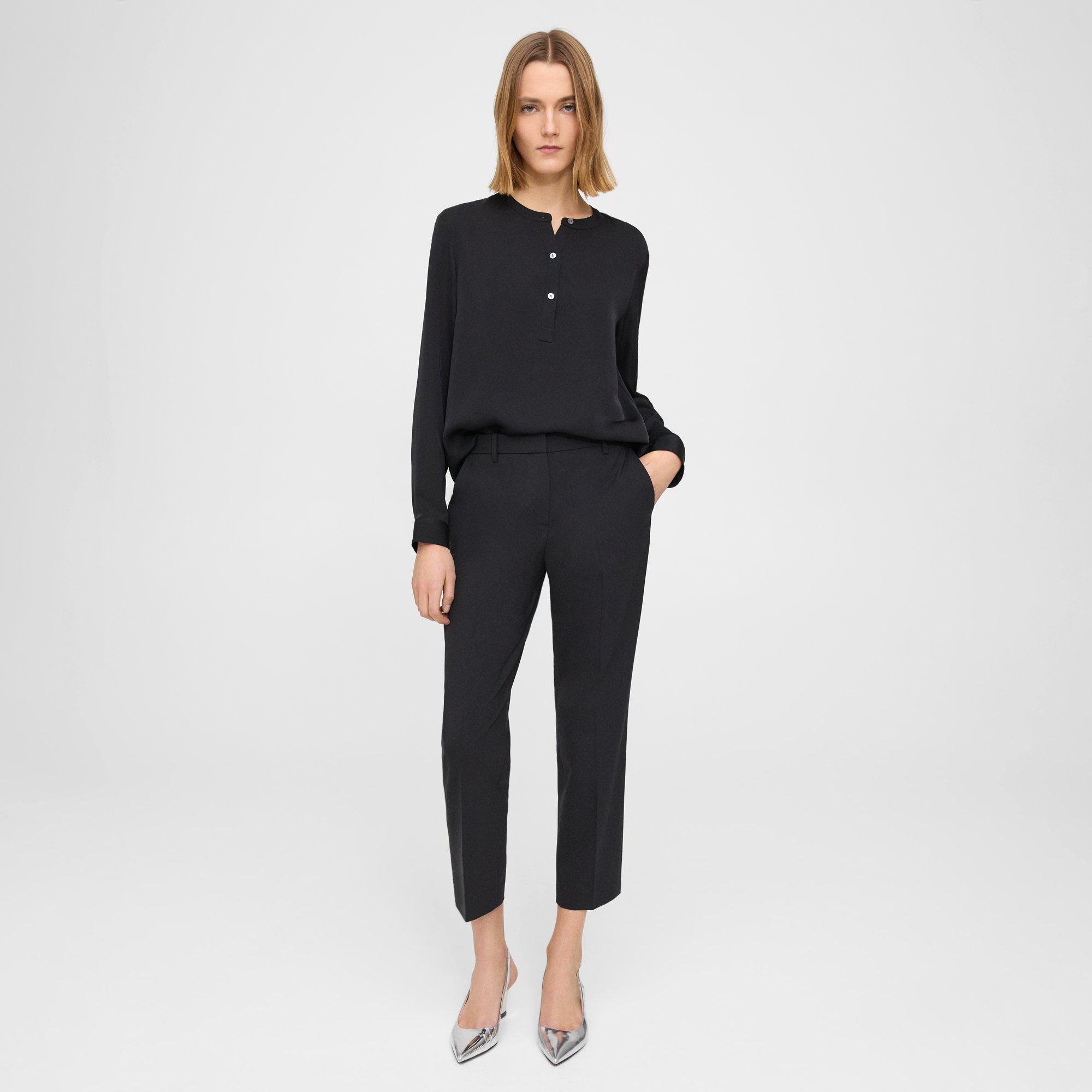 Theory Treeca Pant In Stretch Wool In Black