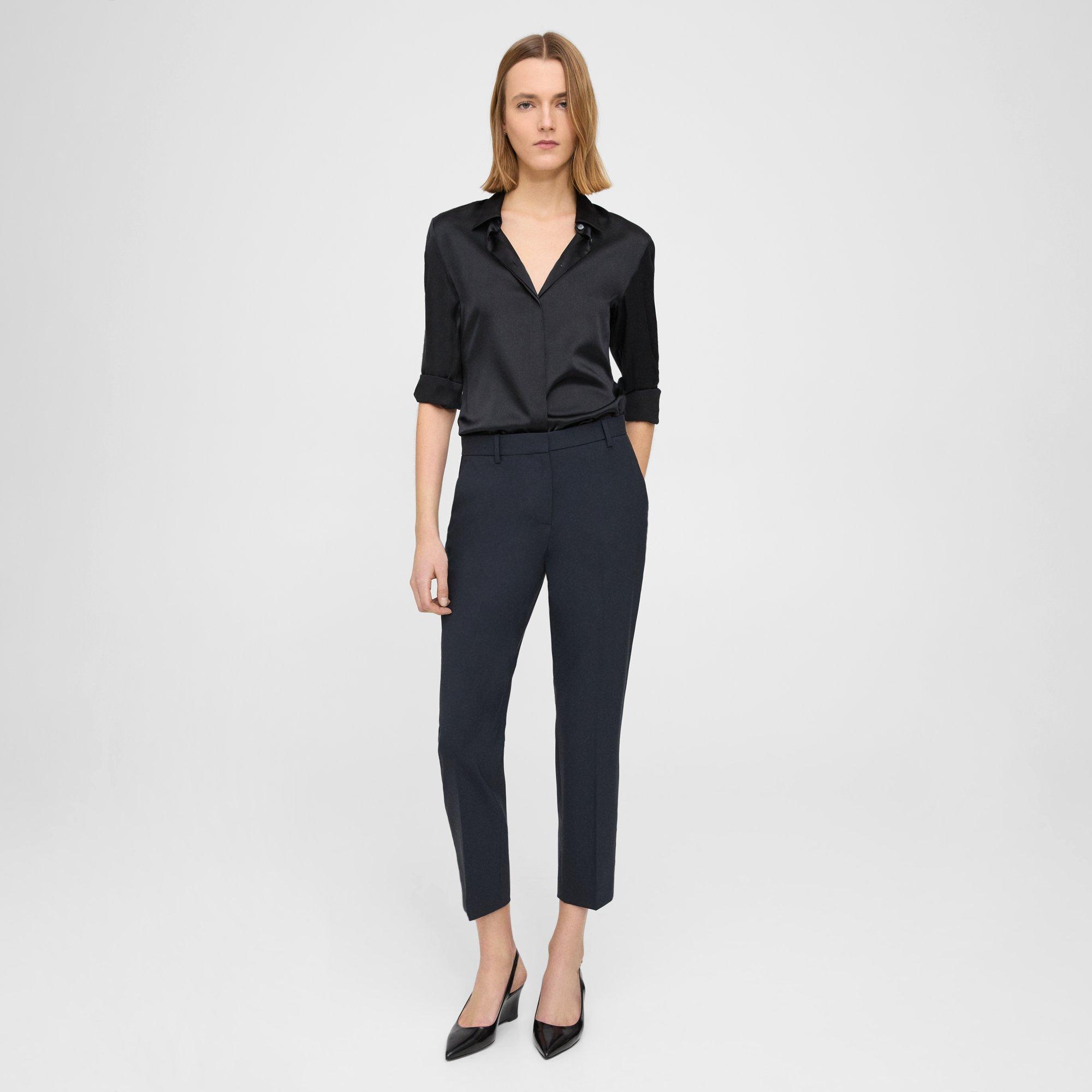 Theory Treeca Pant In Stretch Wool In Nocturne Navy