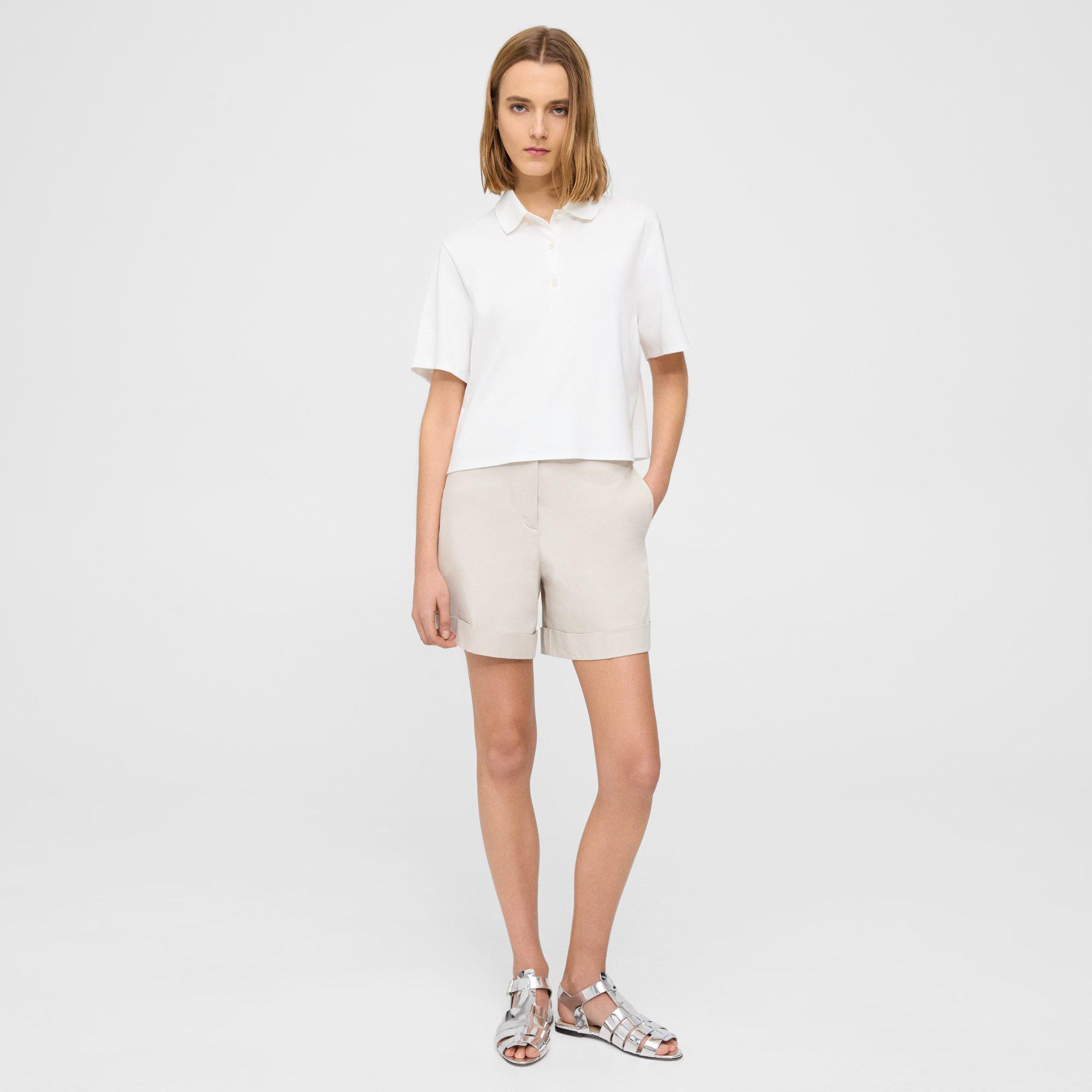 Theory Cuffed Short In Stretch Cotton Twill In Sand