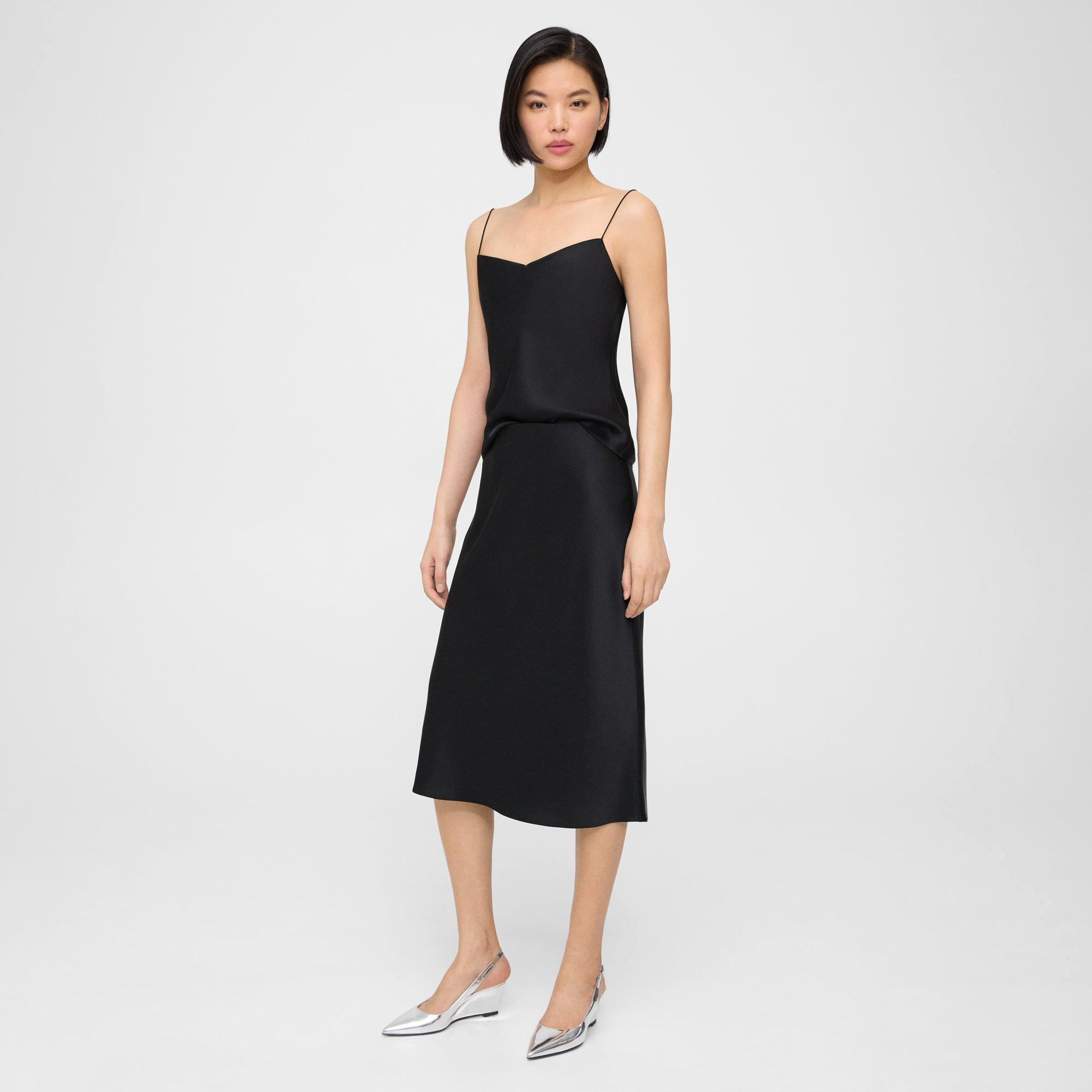 Theory Slip Skirt In Satin In Black