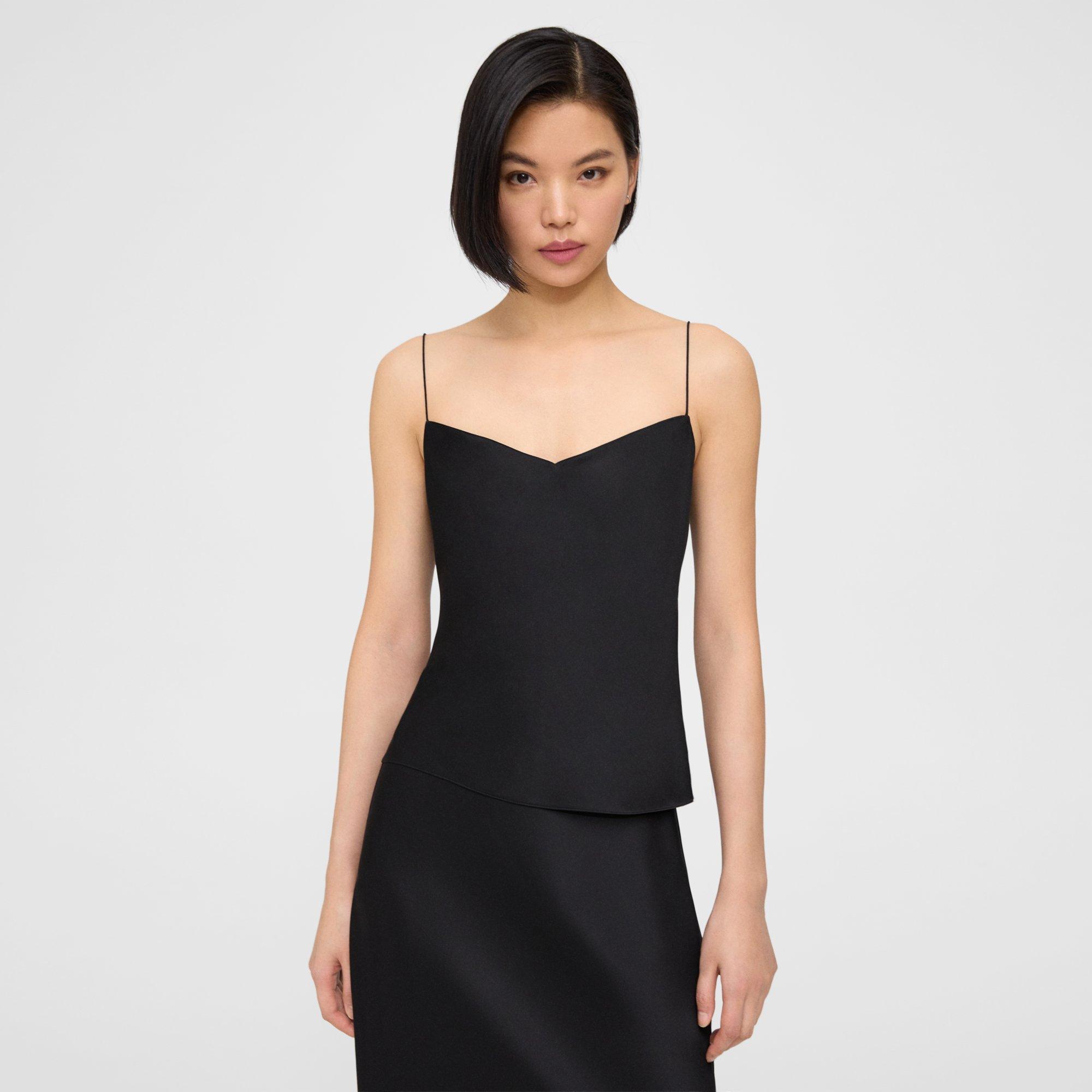 Theory Draped Camisole In Satin In Black
