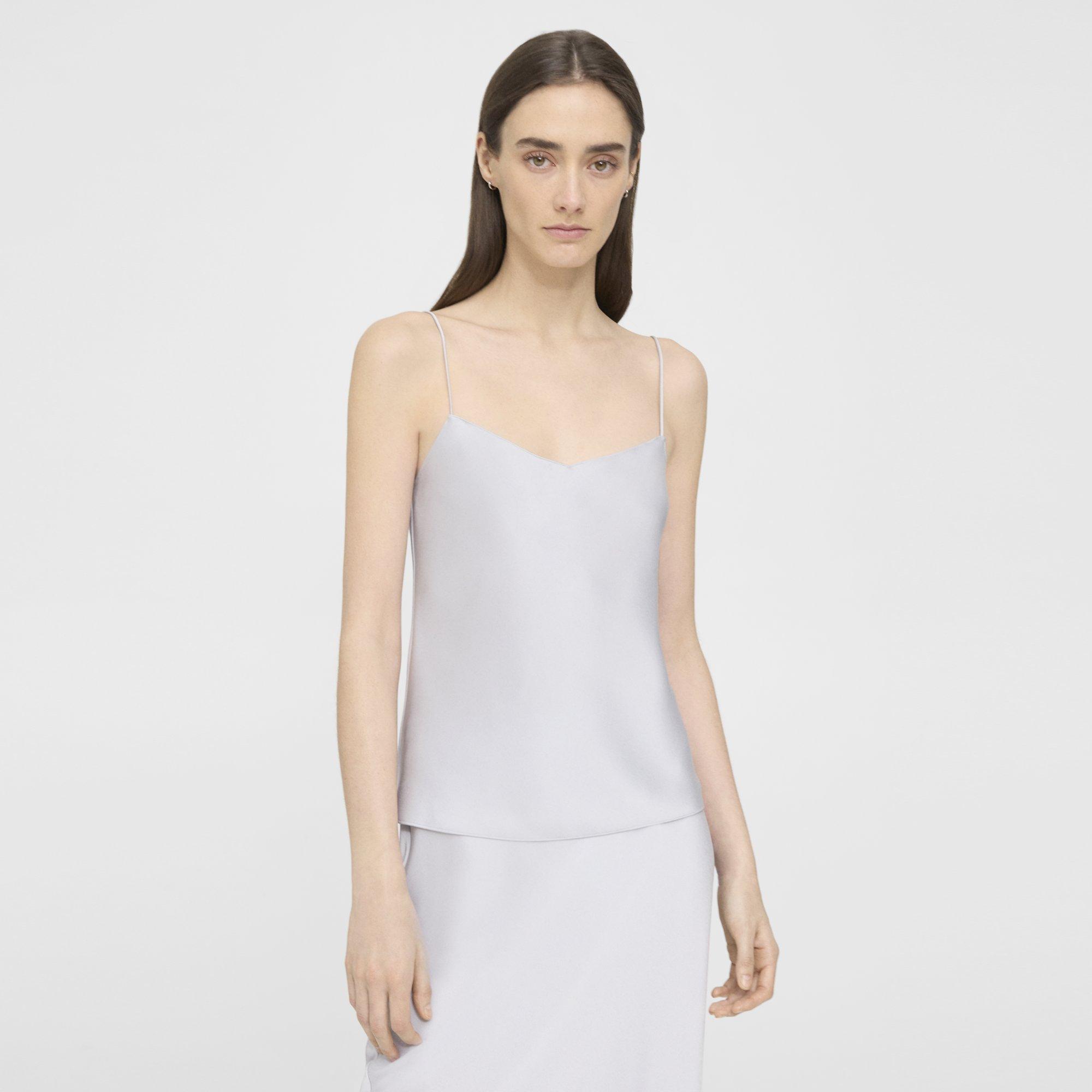 Theory Draped Camisole In Satin In Silver