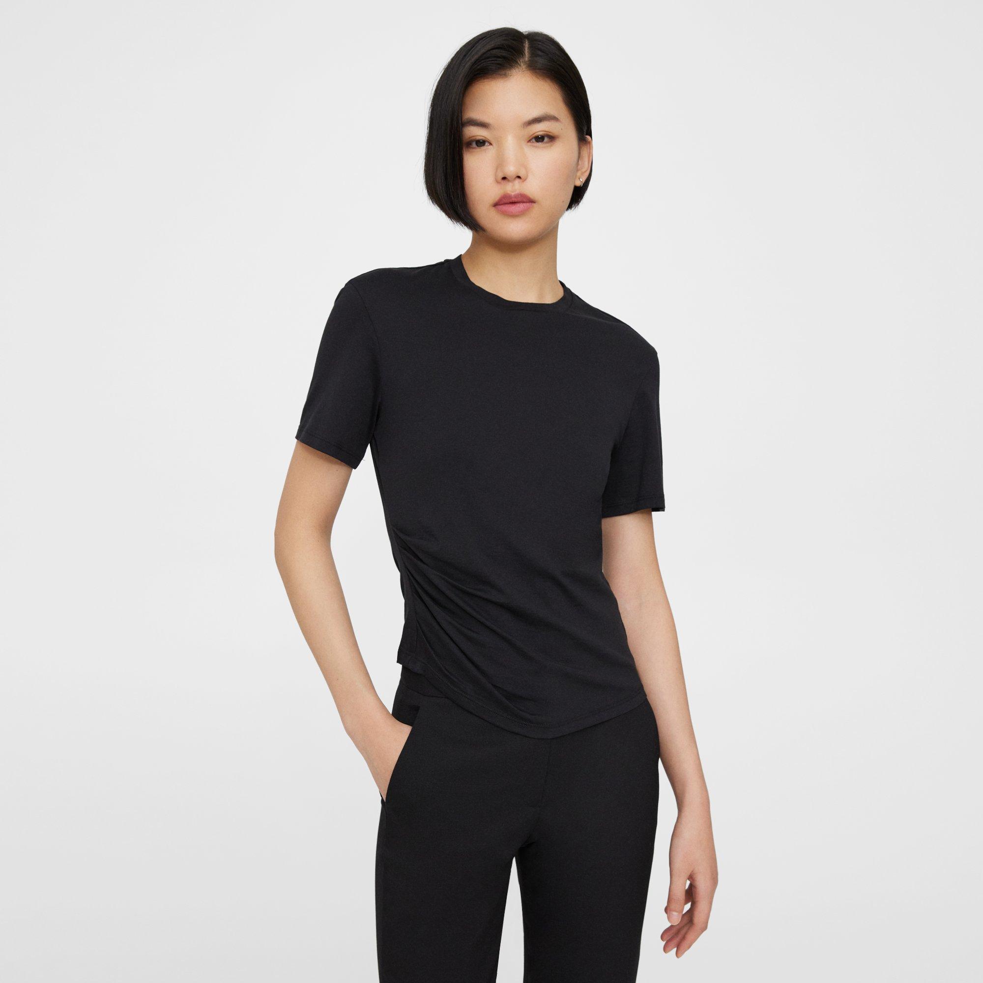 Theory Draped Tee In Organic Cotton In Black