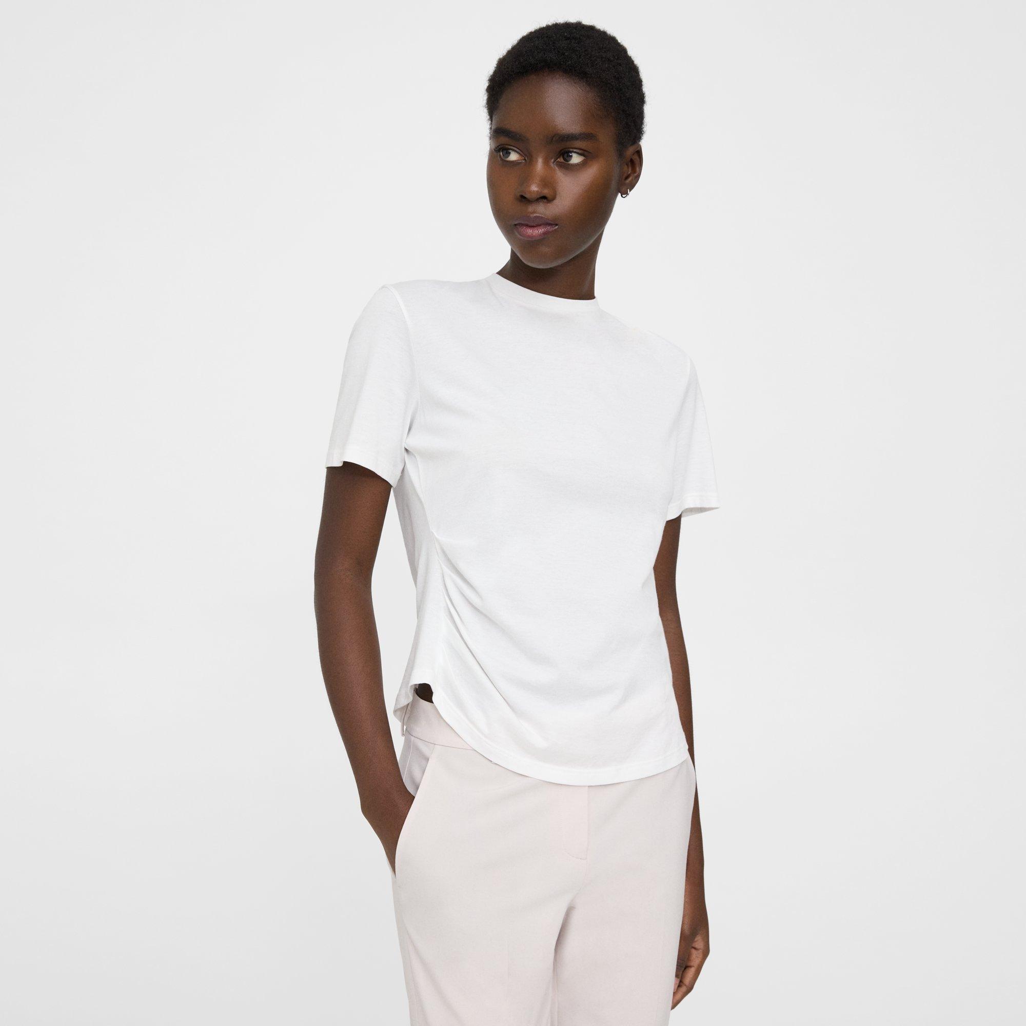 Theory Draped Tee In Organic Cotton In White