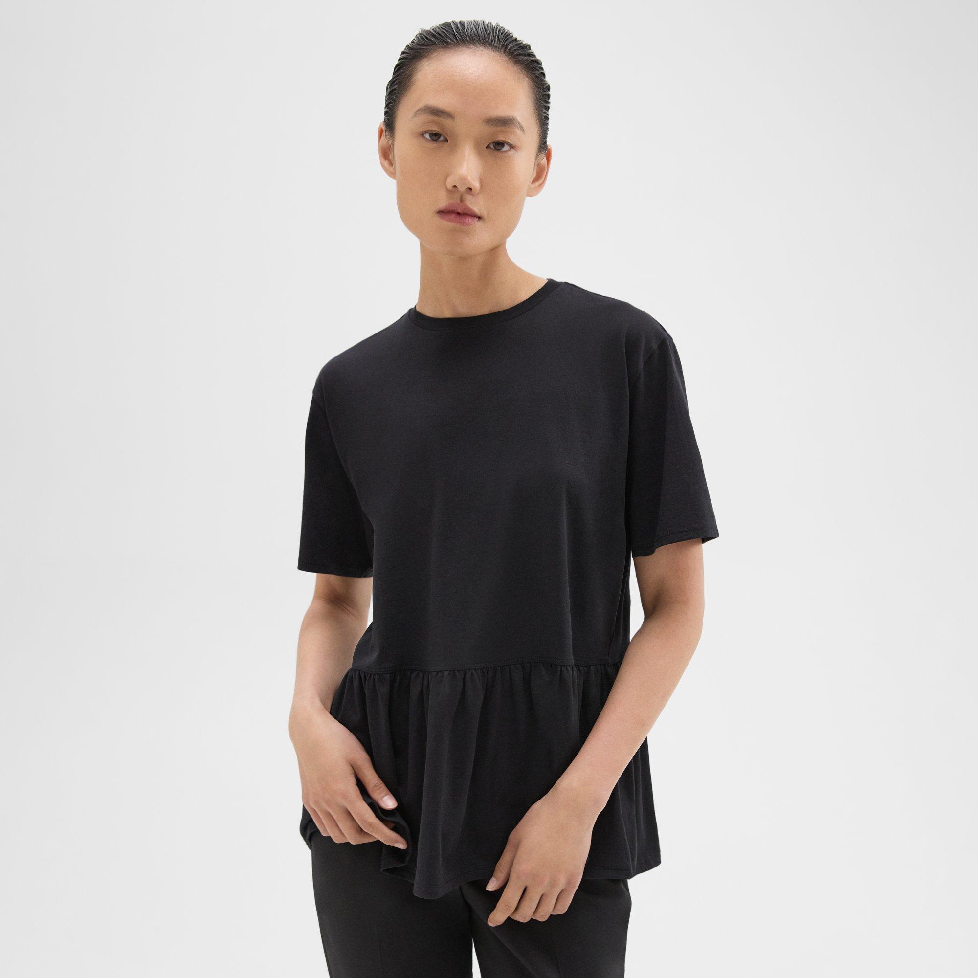 Gathered Peplum Tee in Organic Cotton