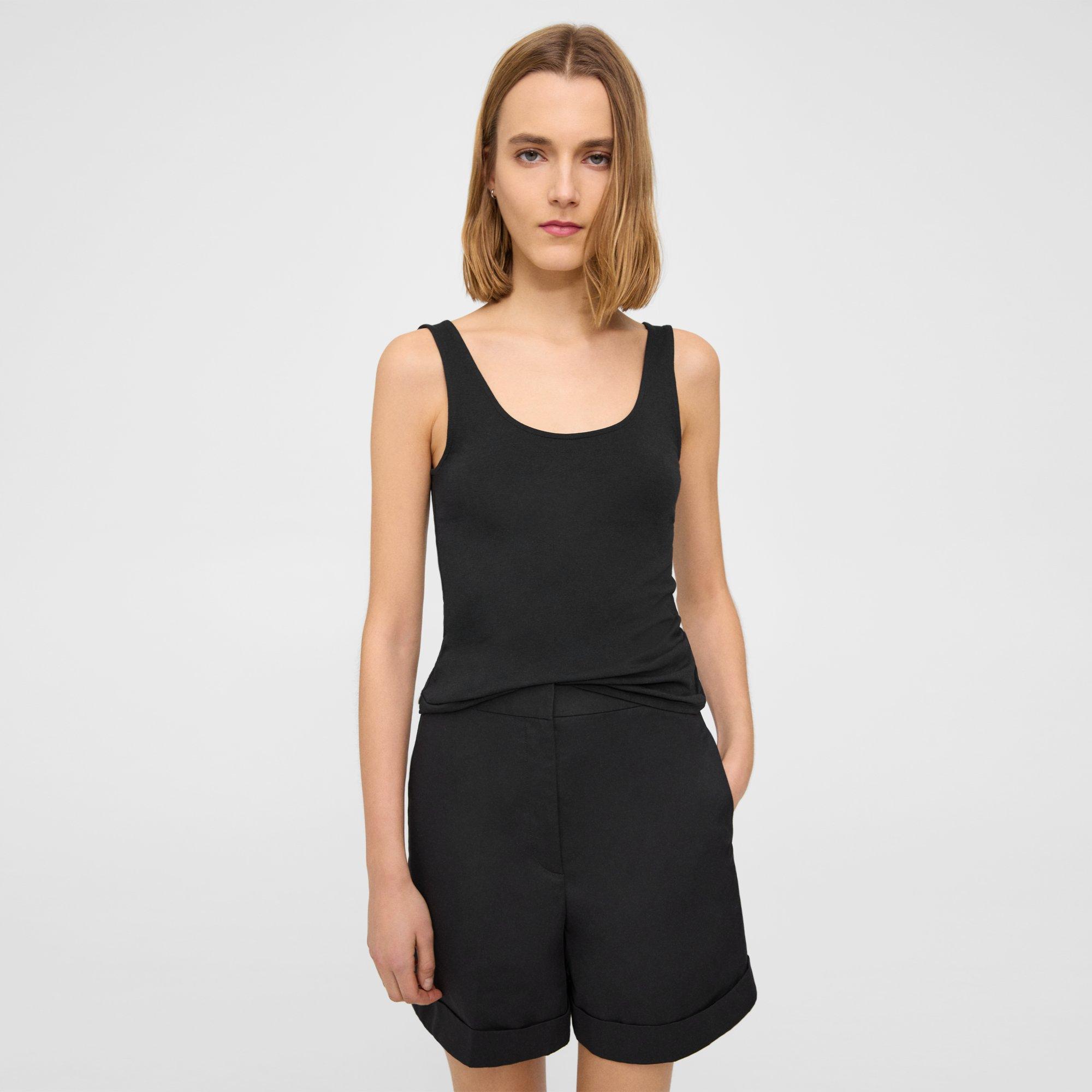 THEORY SCOOP NECK TANK IN STRETCH COTTON