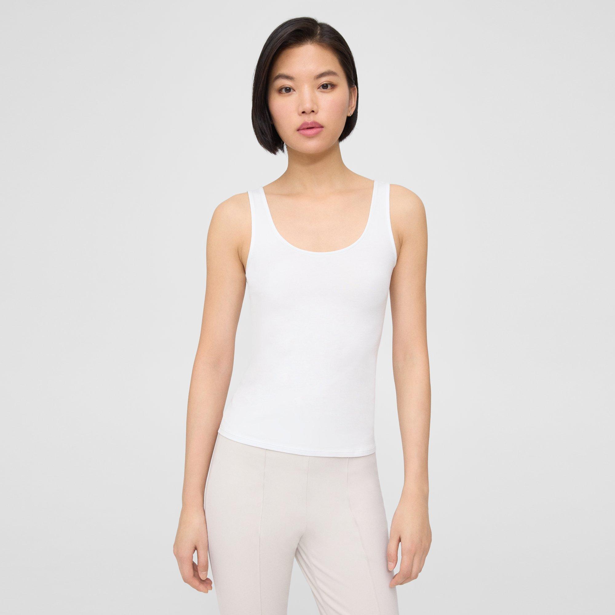 Shop Theory Scoop Neck Tank In Stretch Cotton In White
