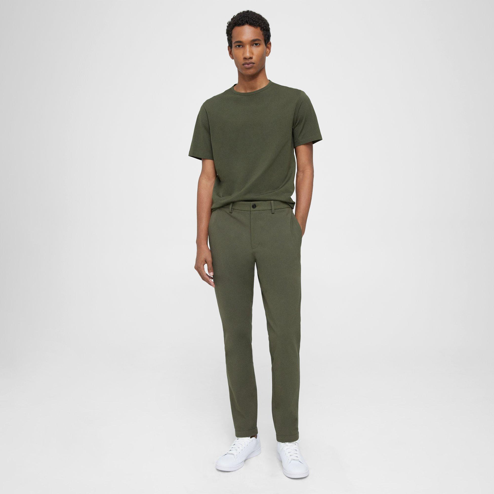 Theory Zaine Pant In Stretch Cotton In Dark Olive