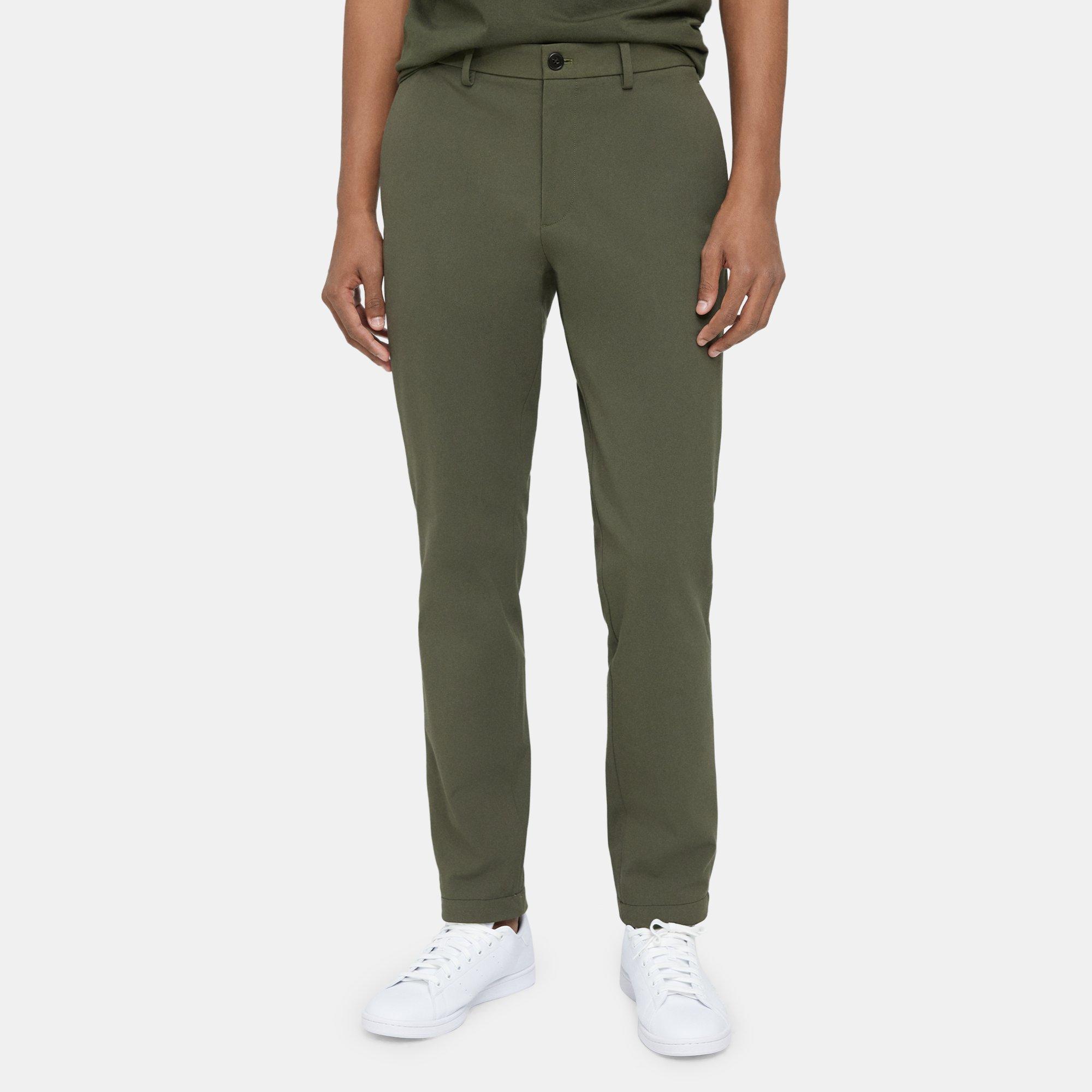 Theory Zaine Pant In Stretch Cotton In Dark Olive