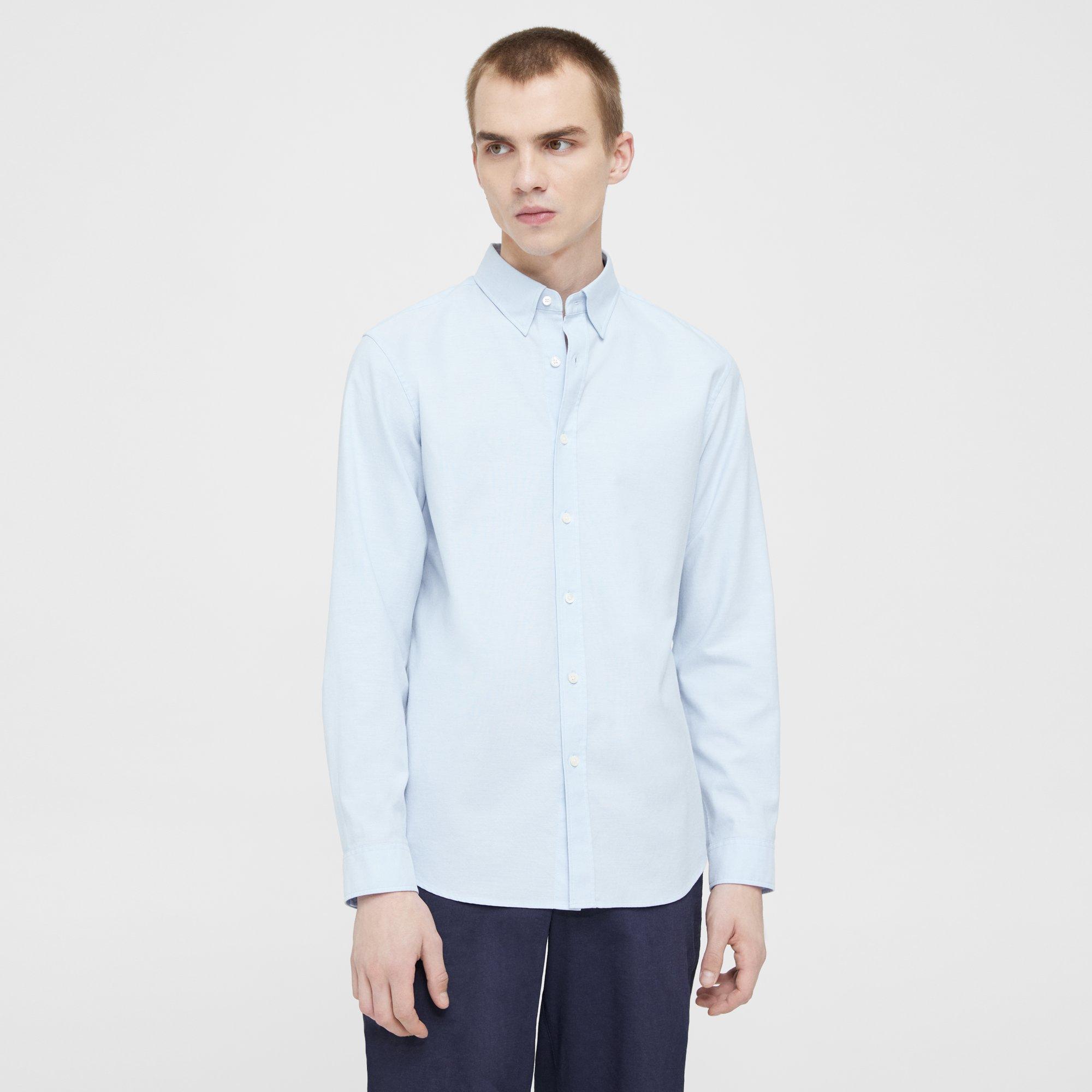 Theory Irving Shirt In Oxford Cotton In Olympic