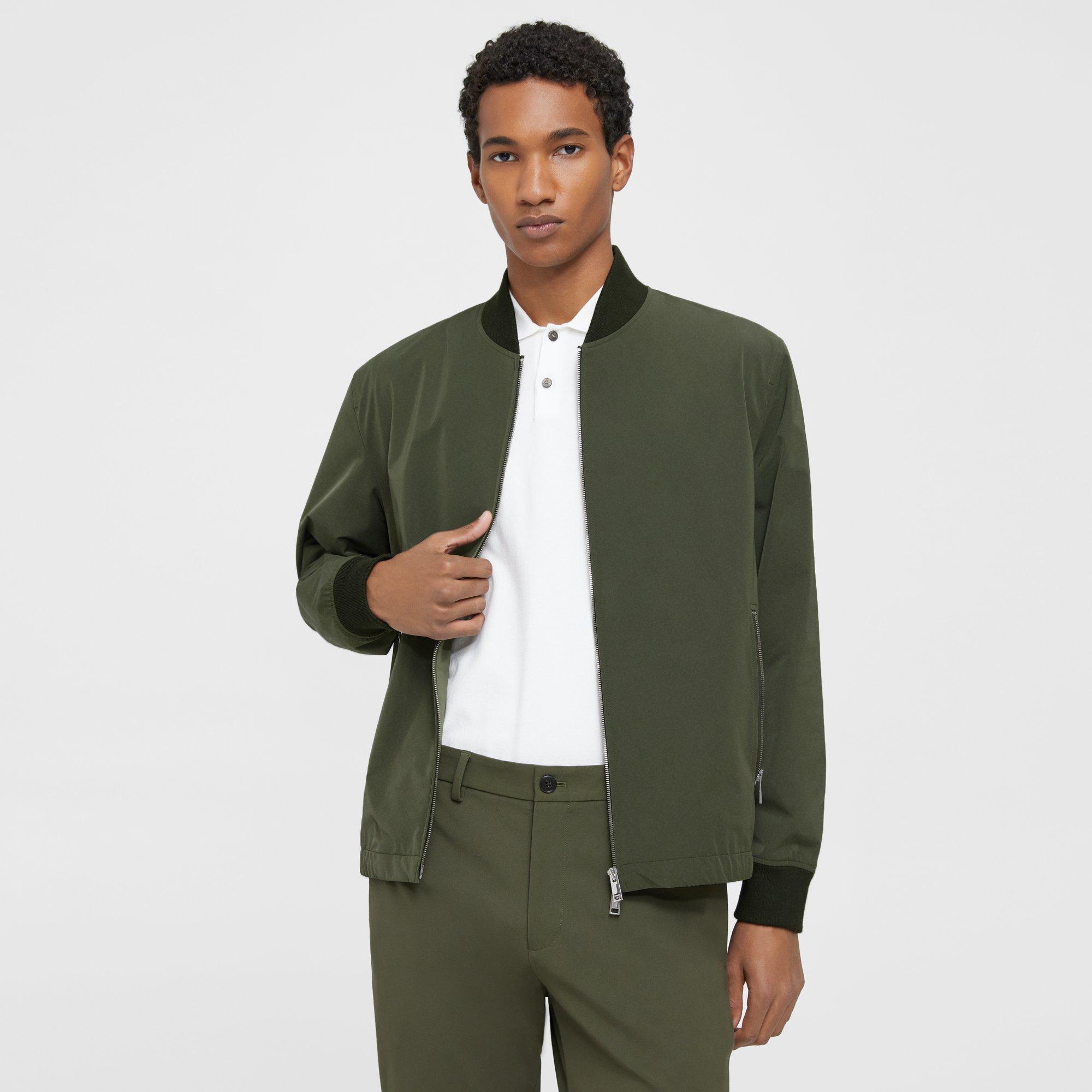 Theory City Bomber Jacket In Dark Olive