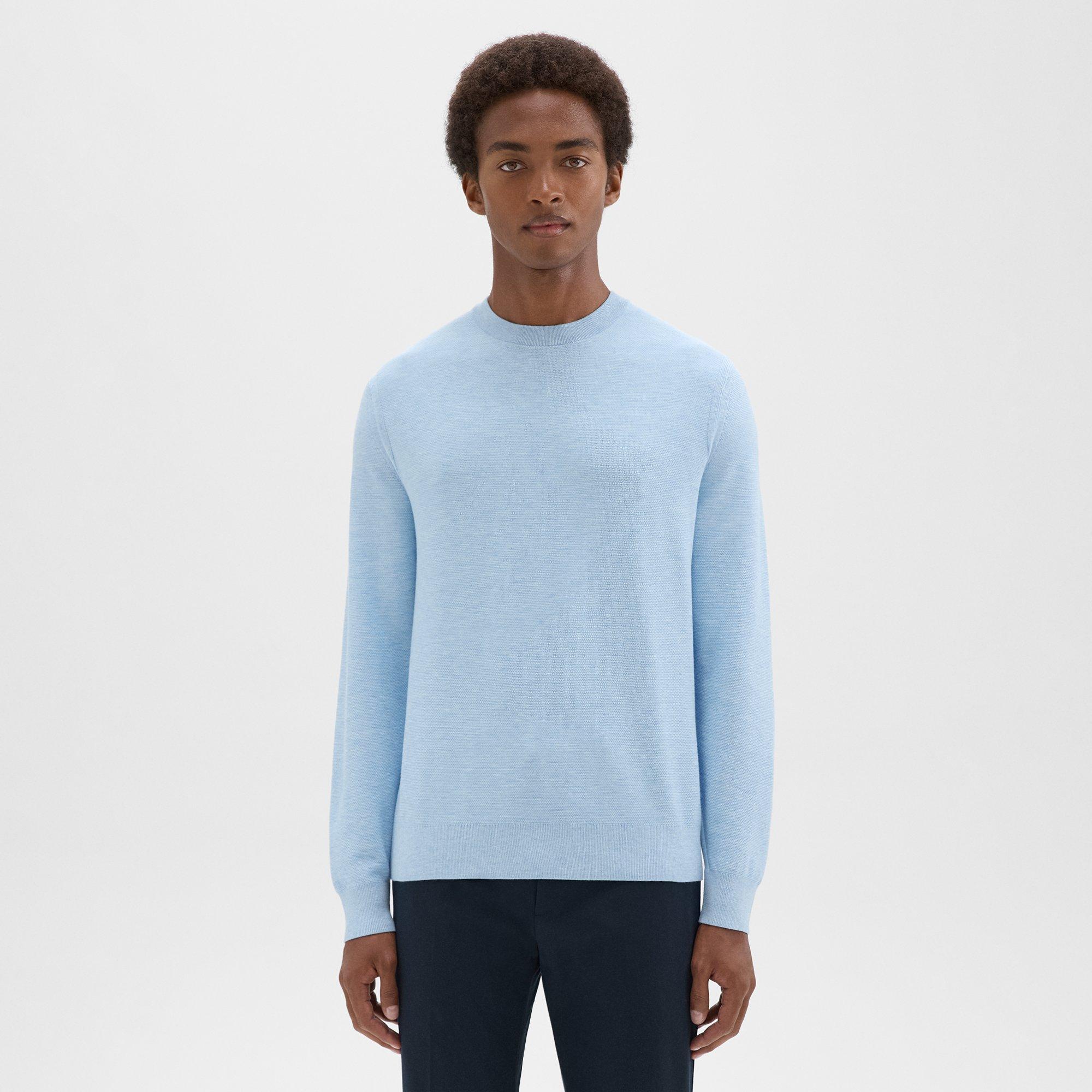 Shop Theory Riland Sweater In Light Bilen In Skylight Melange